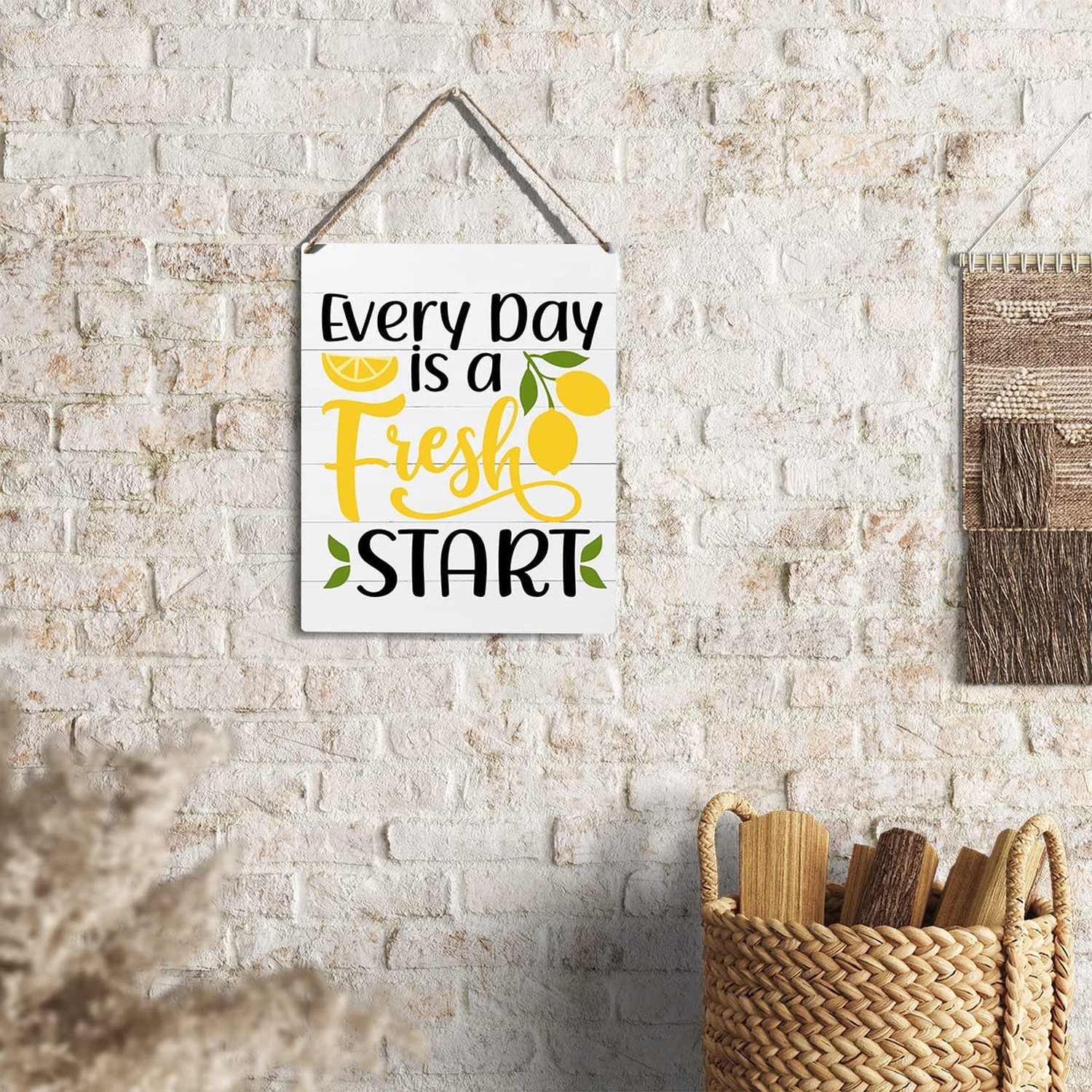 Kitchen Lemon Sign Farmhouse Every Day is a Fresh Start Wooden Sign Plaque Wa…