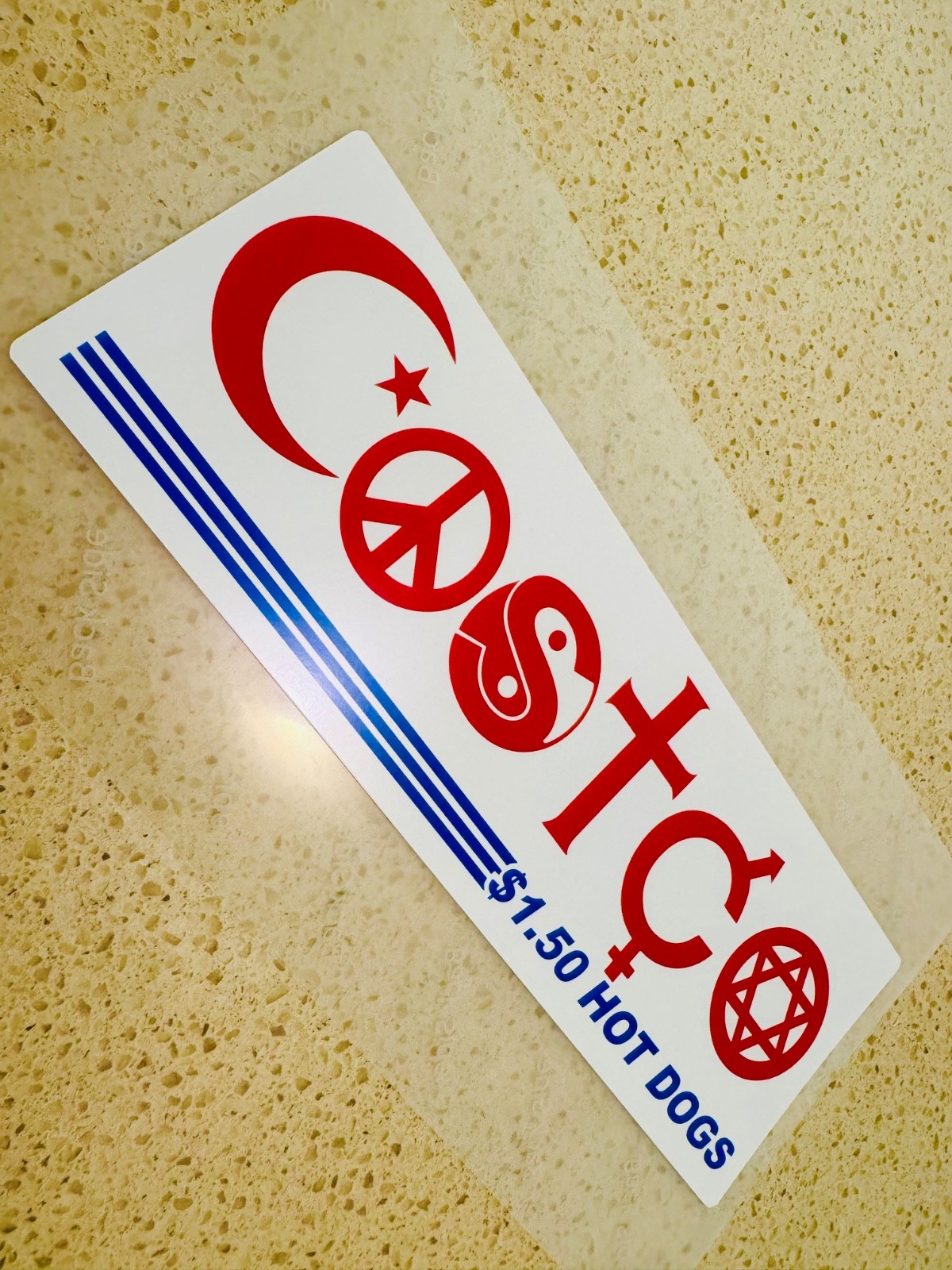 Peace Love and Costco "Coexist" $1.50 Hot-Dog Decal Bumper Sticker – meme hype