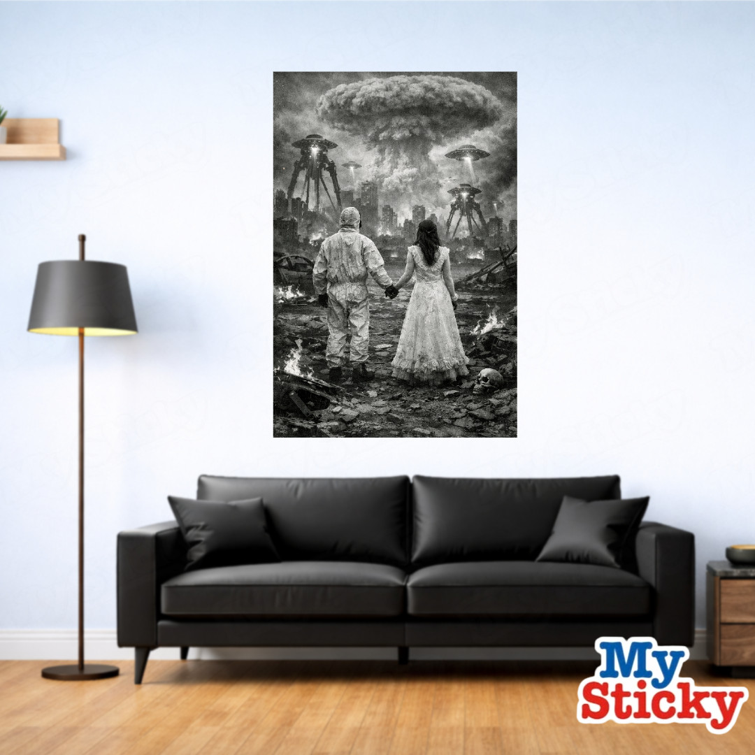 Post Apocalyptic Wedding Couple Removable Vinyl Decal Poster Wall Sticker Decor