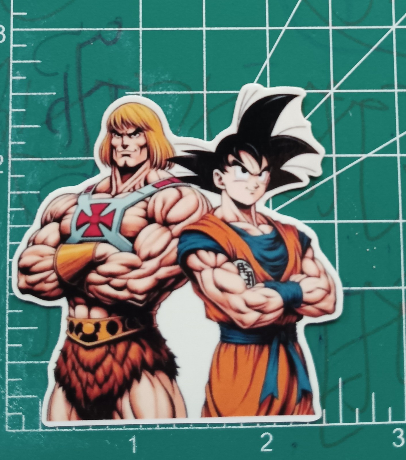 HE-MAN X GOKU CROSSOVER VYNIL DIE-CUT STICKER 3X2