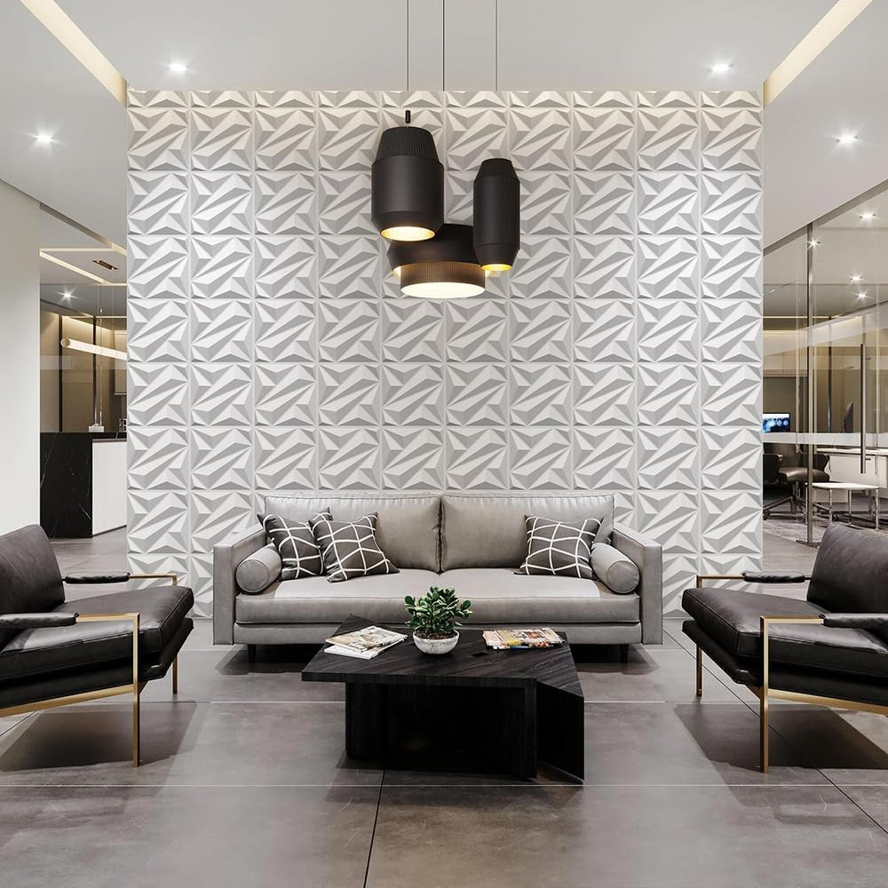 50 Pack 3D White Wall Panels for Stylish Living & Gaming Room Decor