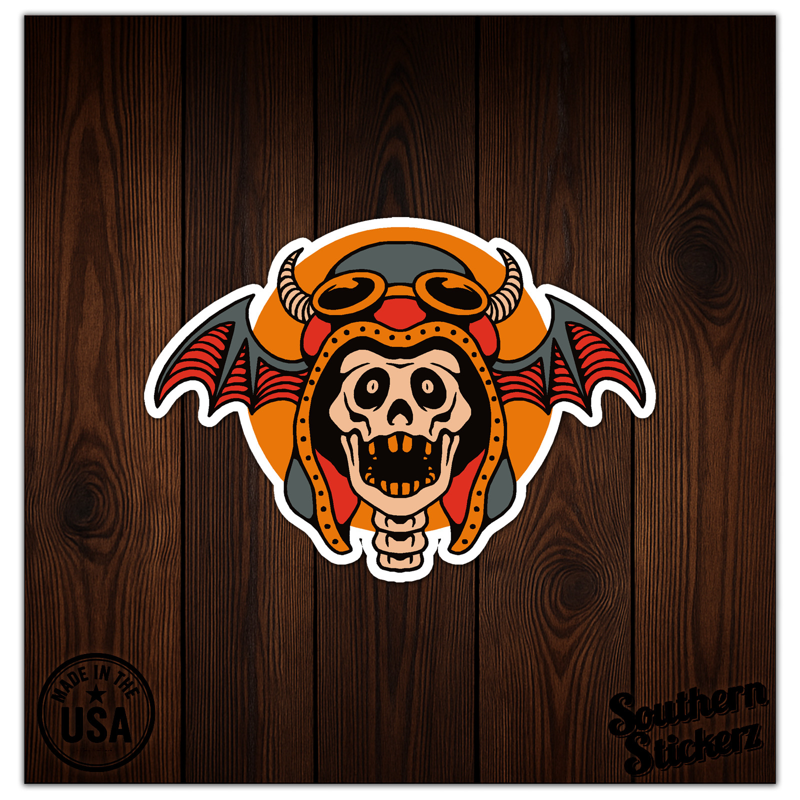 Bat Wings Skull Biker – Vinyl Decal Sticker – Car Window Laptop – ebn12661