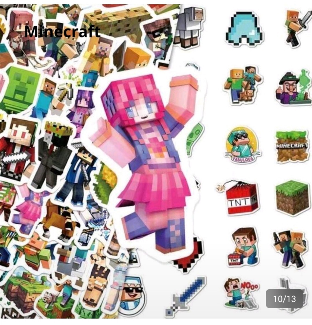 10 PCS Mini Mine Craft (Unofficial) Block Pixel Video Game Stickers BRAND NEW