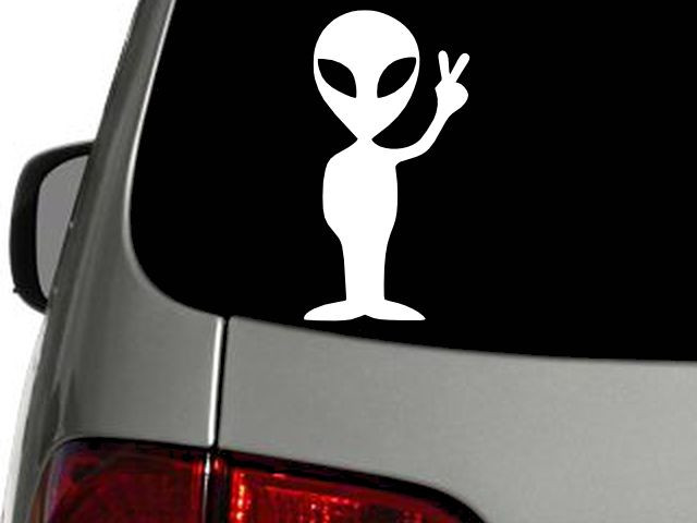 ALIEN PEACE UFO ET Vinyl Decal Car Wall Window Sticker CHOOSE SIZE COLOR