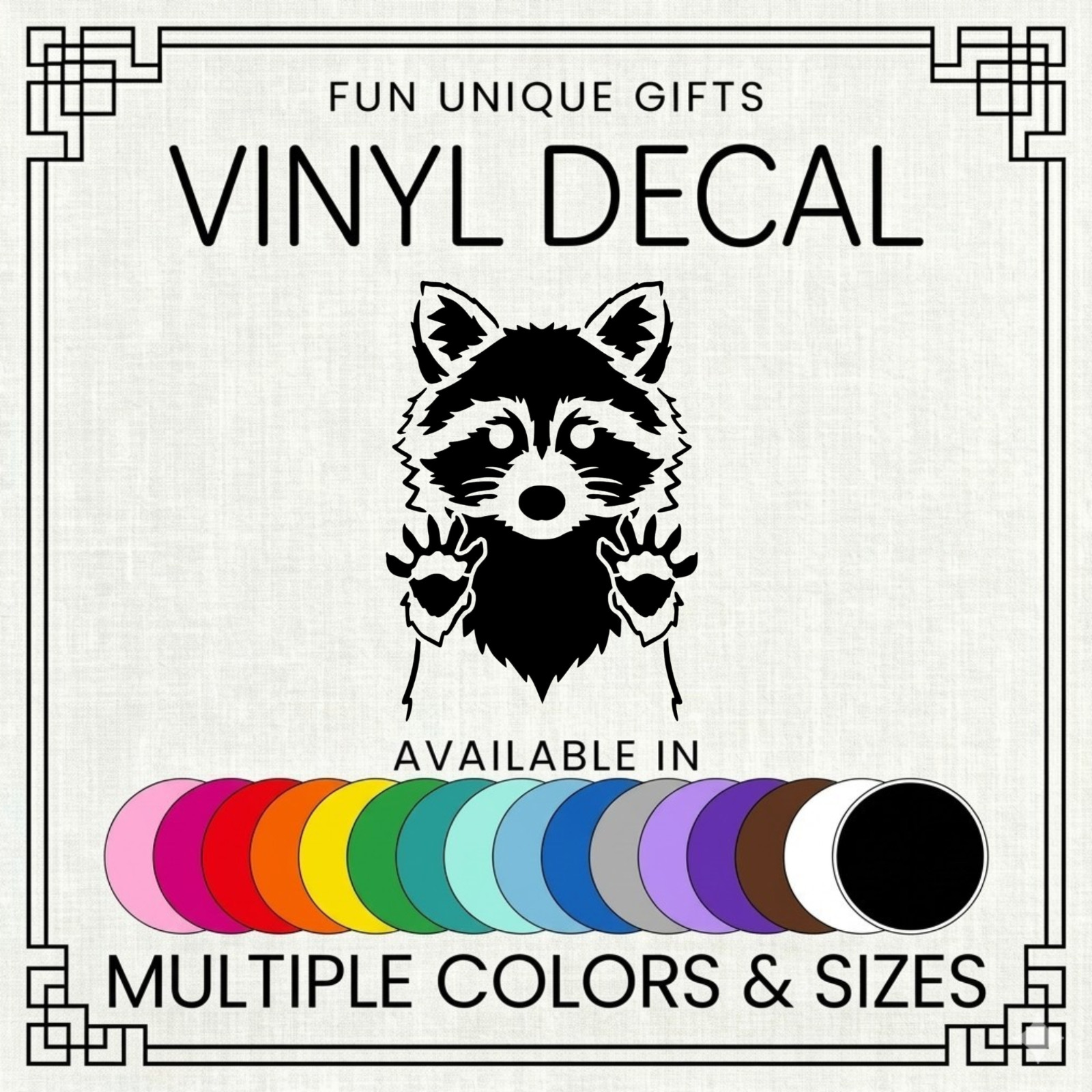Raccoon Vinyl Decal Sticker -Multiple Colors & Sizes- SHIPS FREE!