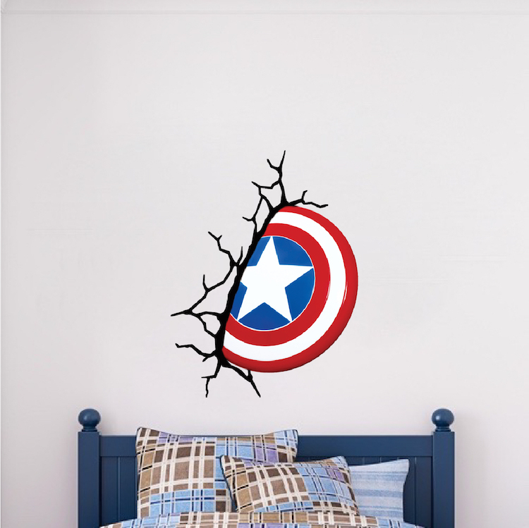 Captain America Shield Wall Decal Marvel Comic Decals Avengers Cracked Wall, e17