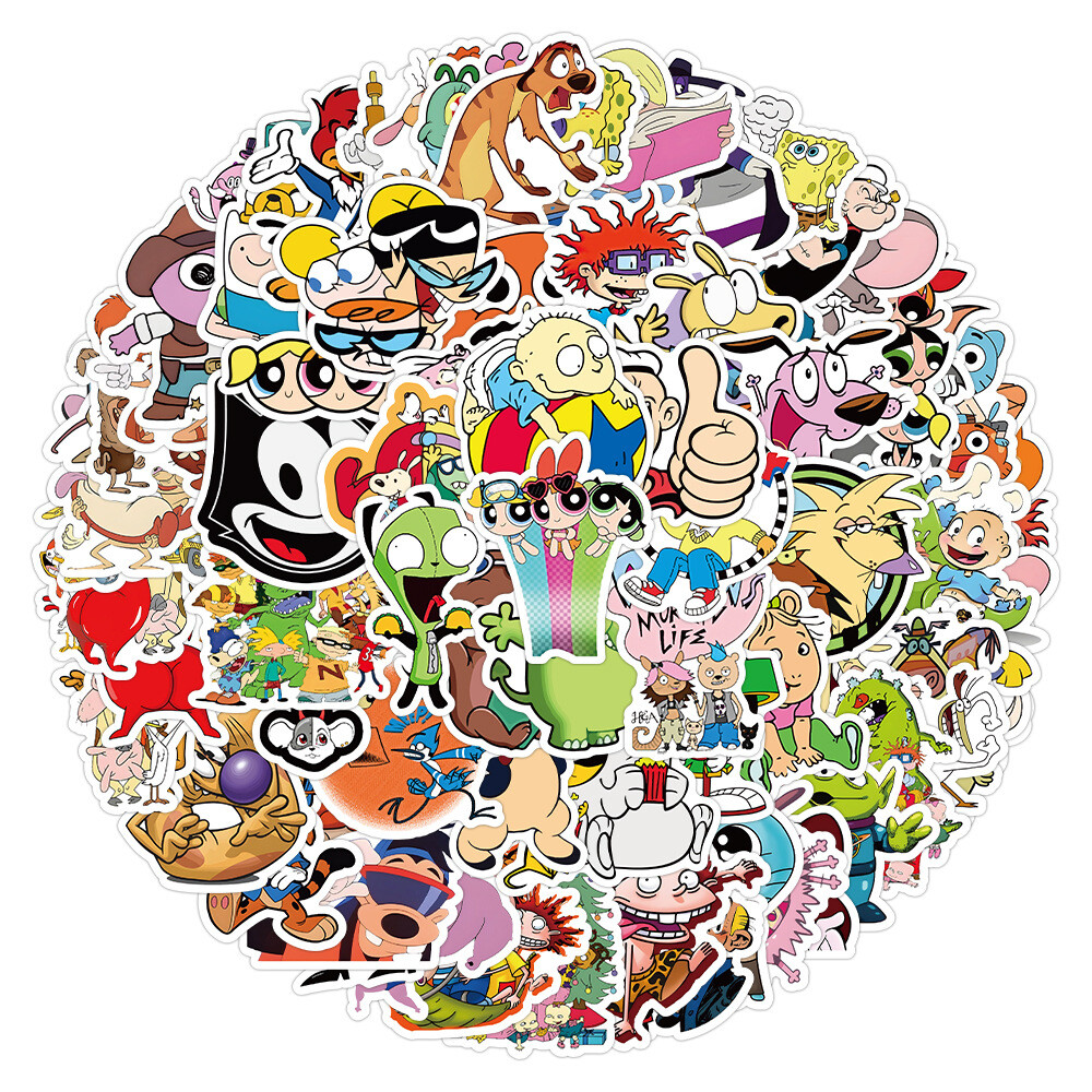 100Pcs 90s Cartoons90 Cartoon Sticker for Adults Teens Girls Water Bottles