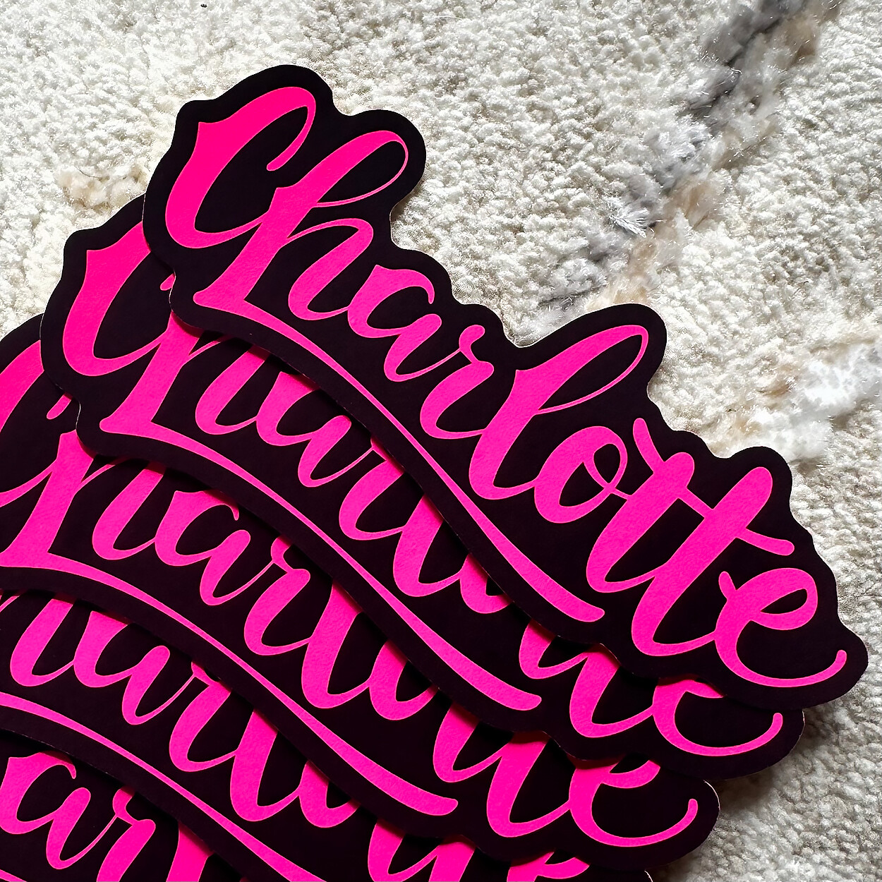 Neon Name Sticker : CHARLOTTE | for school or Office | graffiti | Calligraphy