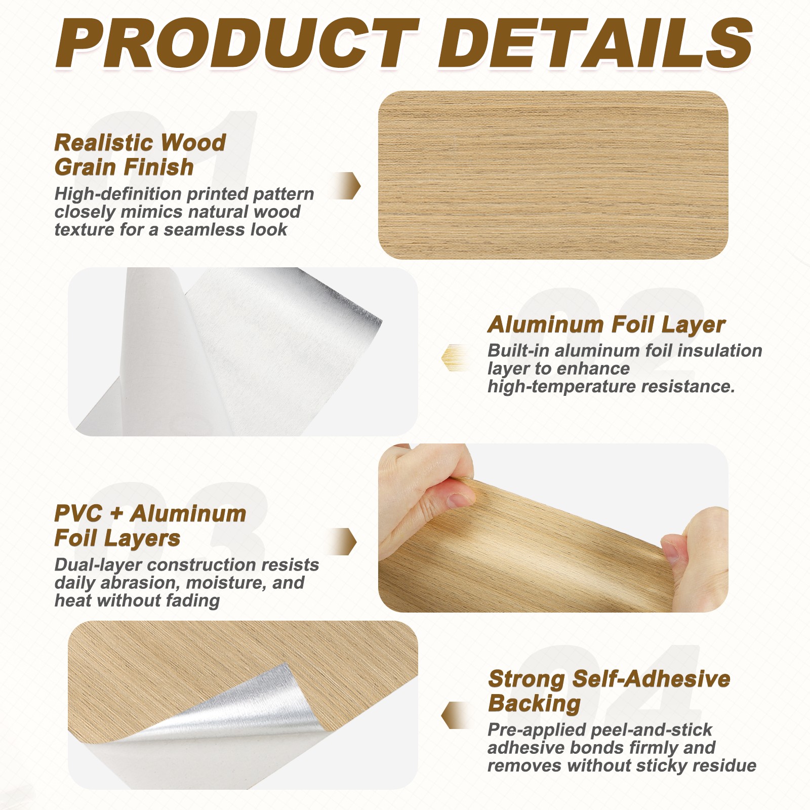 Wood Grain Repair Tape, 3.15 Inch x 16.4 ft Self Adhesive, Poplar