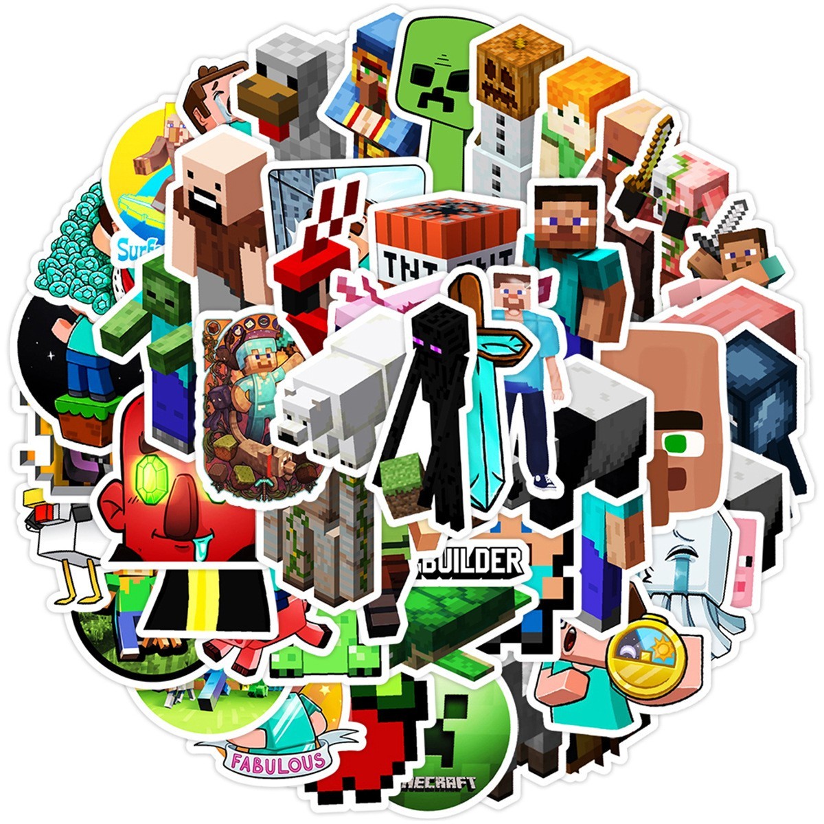 50pcs Waterproof Vinyl Stickers Minecraft Video Game Luggage Phone Laptop Fridge