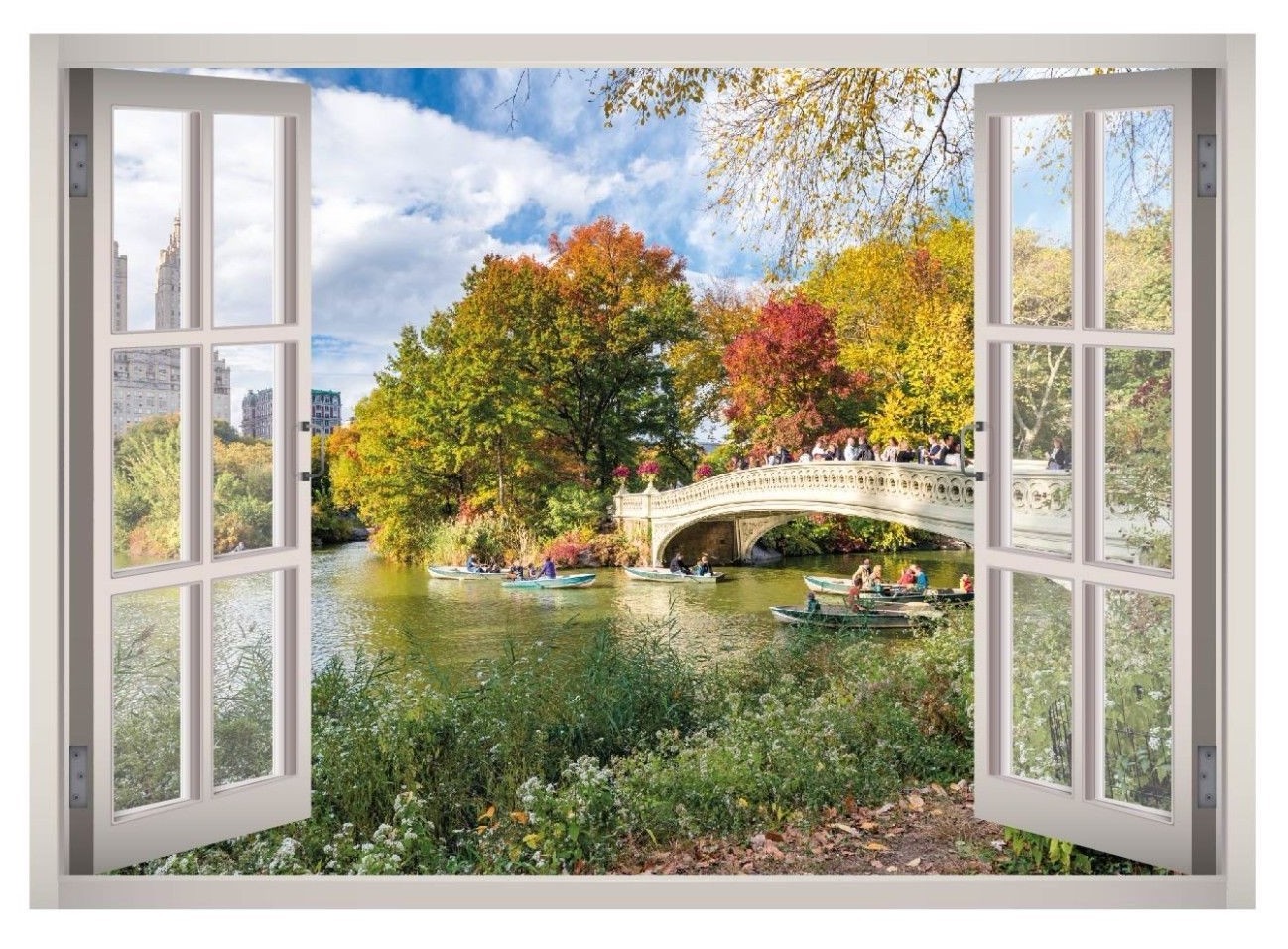 Central Park New York Window 3D Wall Decal Art Mural Decor Canvas Vinyl W132