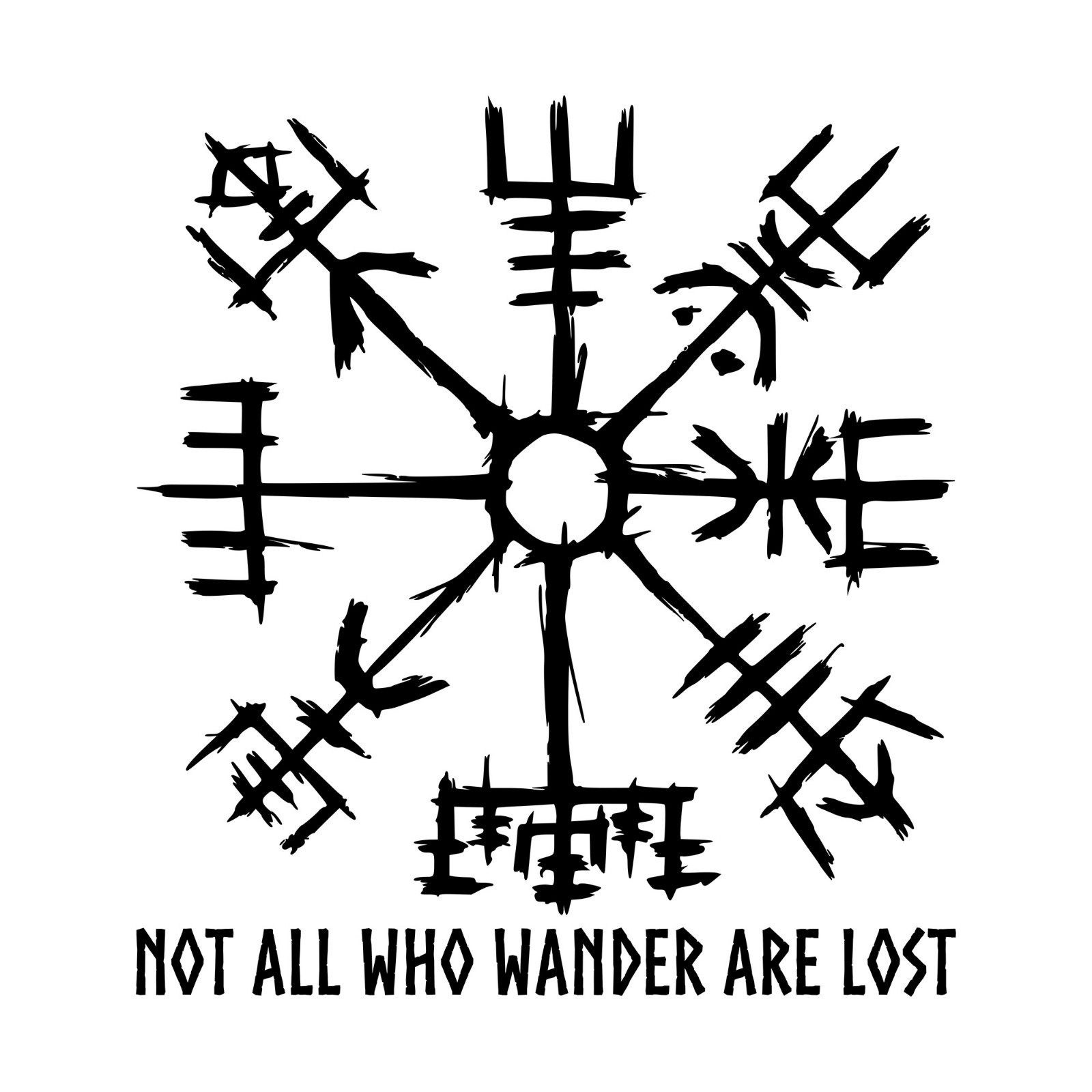 Not All Who Wander Are Lost Viking Compass Vegvisir V1 Vinyl Decal Sticker RV