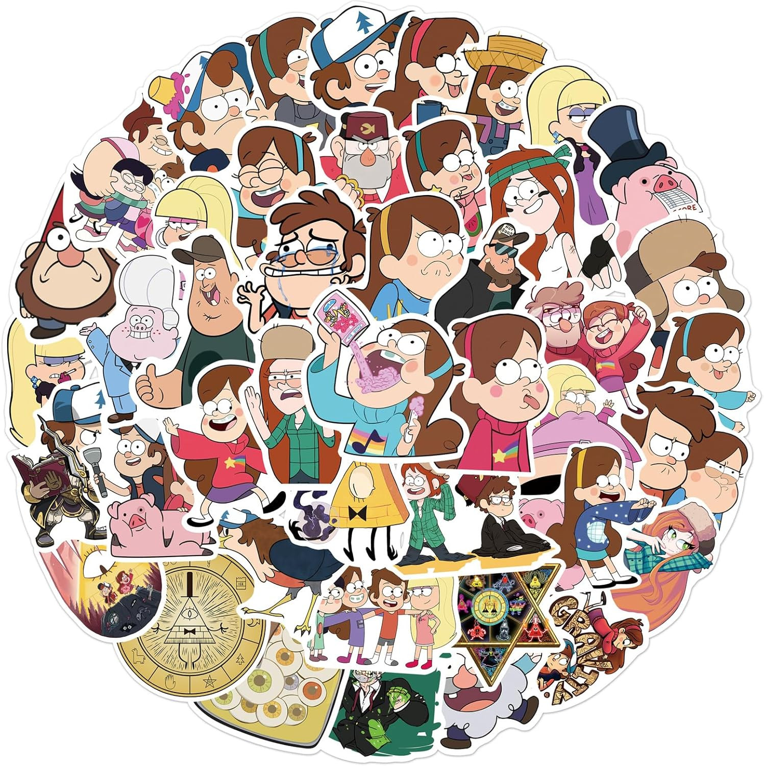 50pcs Cartoon Gravity Falls Stickers for Kids, Vinyl Waterproof Decal for Water