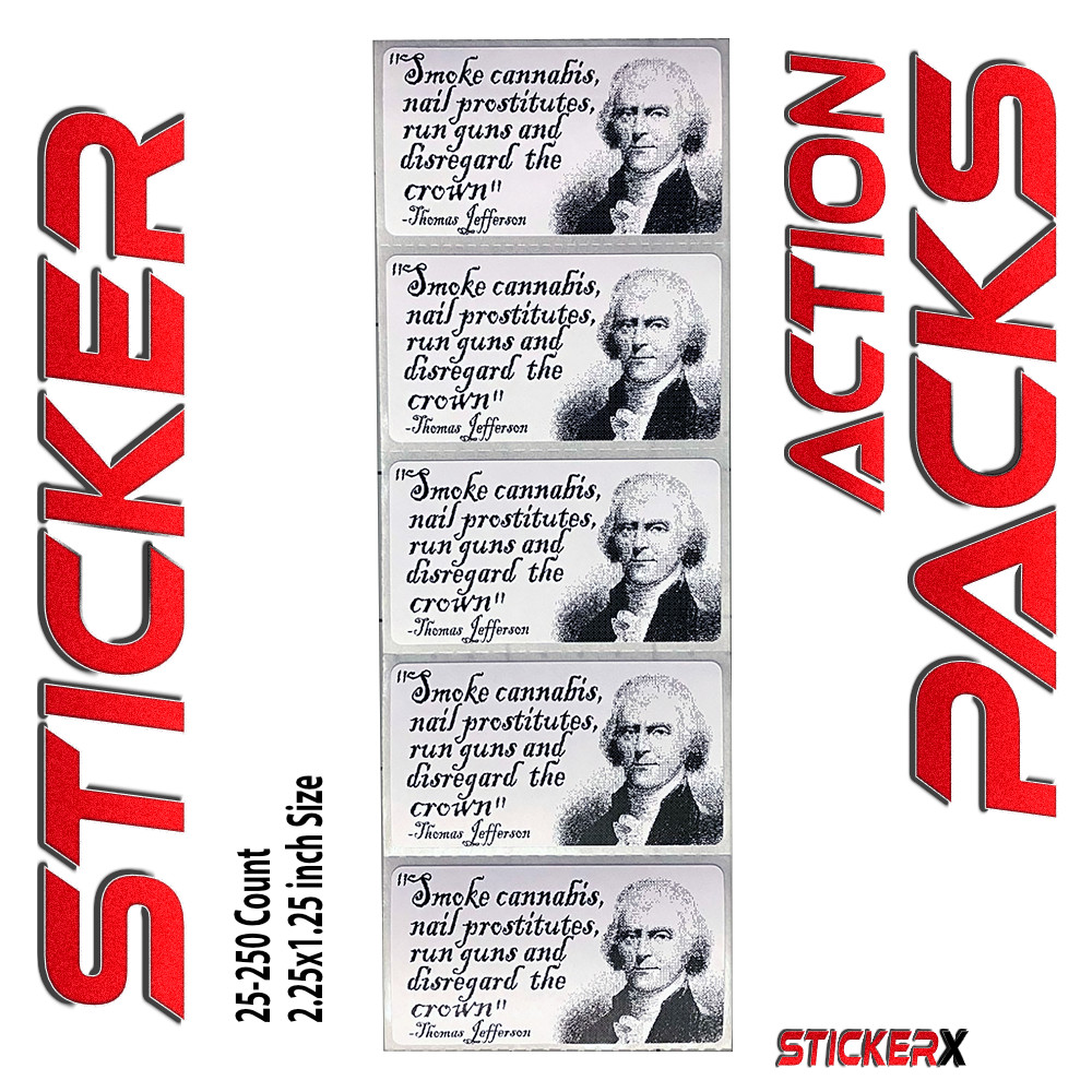 Thomas Jefferson Cannabis Sticker Funny Founding Father 2nd Amendment Guns Pack