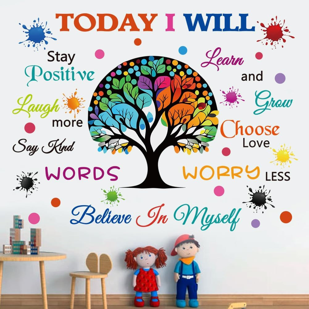 Colorful Inspirational Wall Decals Motivational Quote Today I Will Wall Stickers