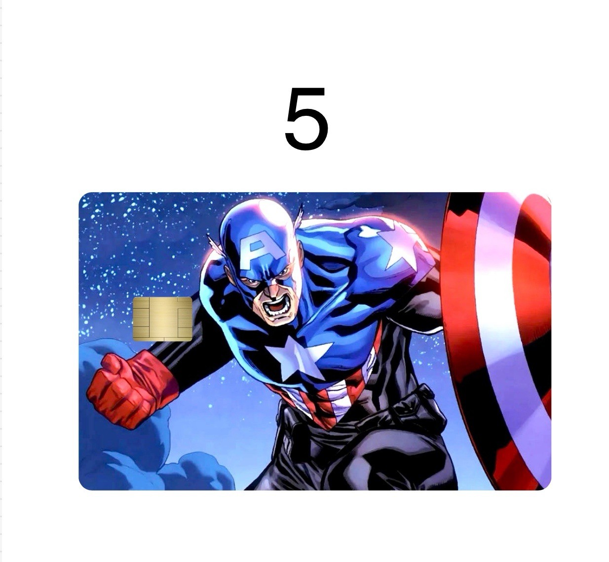 2 Captain America Premium Print Bank Card Vinyl Skins Small Chip. Choose Any 2
