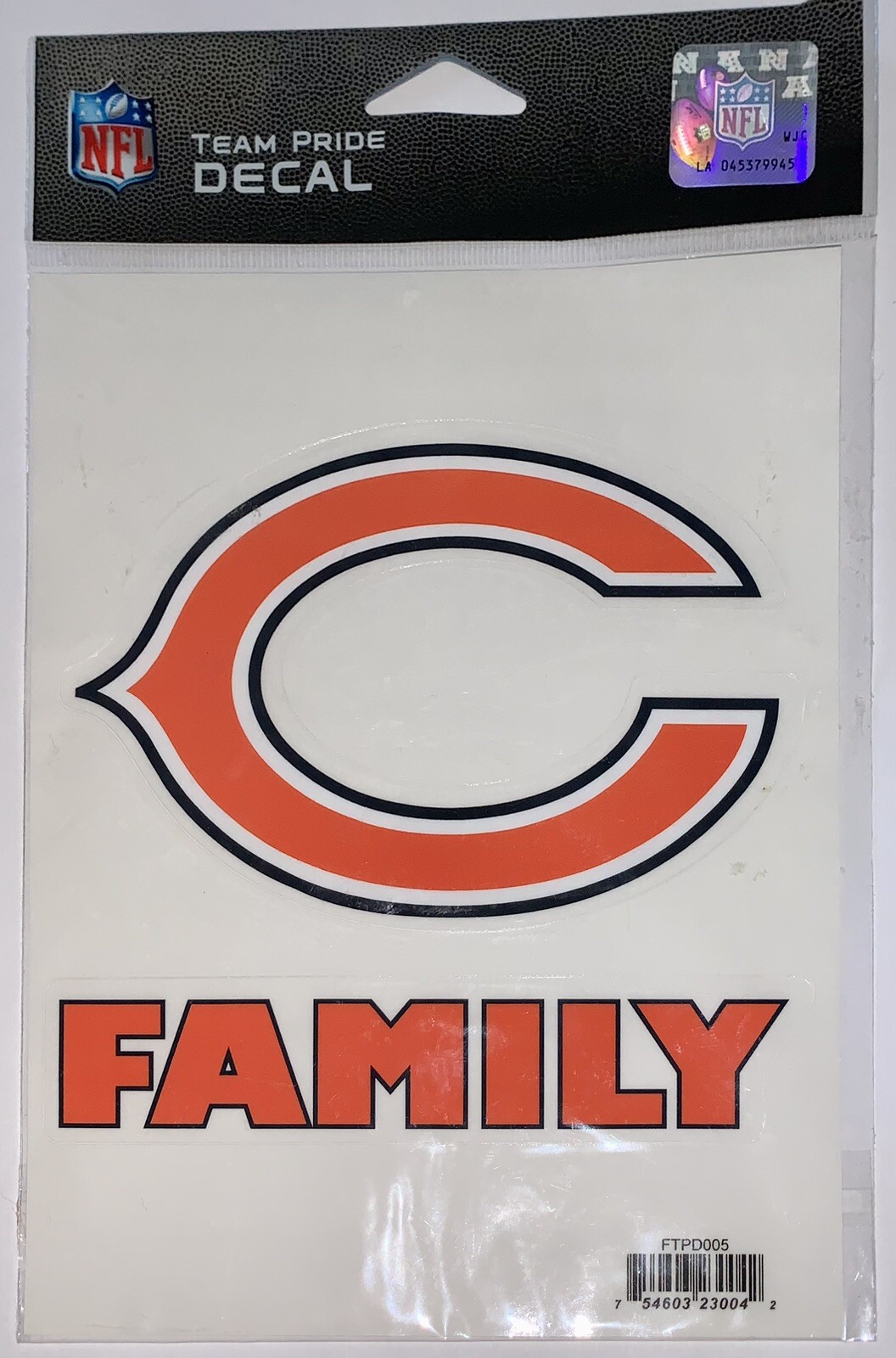 Official NFL Chicago Bears Large Team Pride Decals (2) “C” “FAMILY” 5”x 3.5” NEW