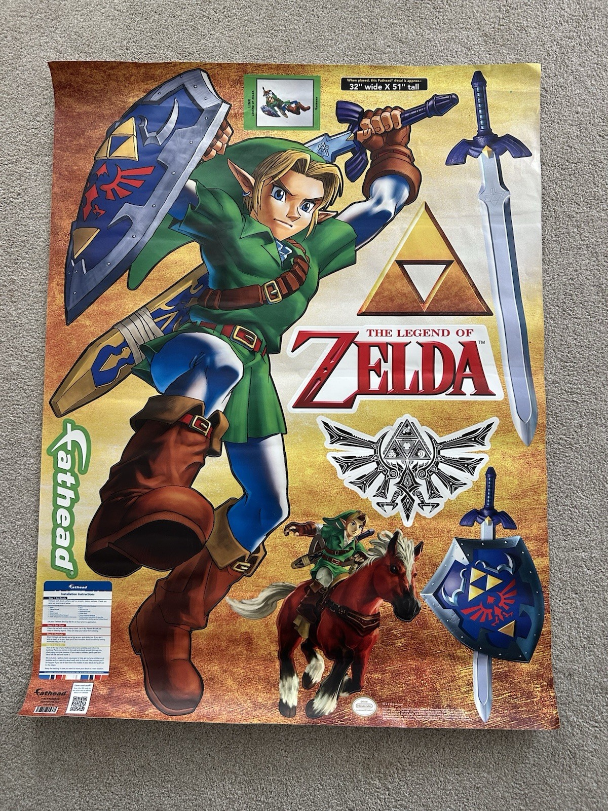 2015 Fathead Legend of Zelda Link Wall Decal 32×51 Nintendo Licensed Large