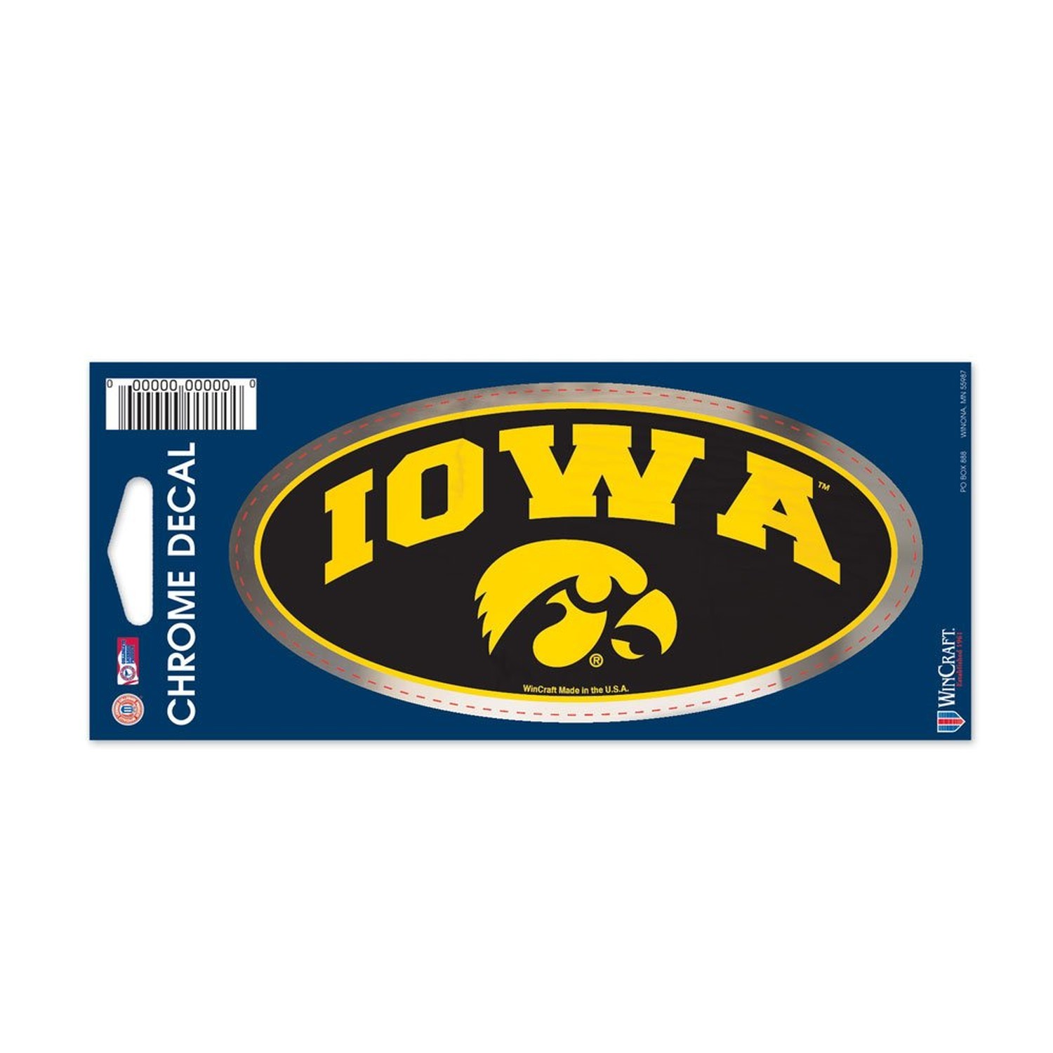 Wincraft NCAA University of Iowa WCR24841014 Chrome Decal, 3" x 7"
