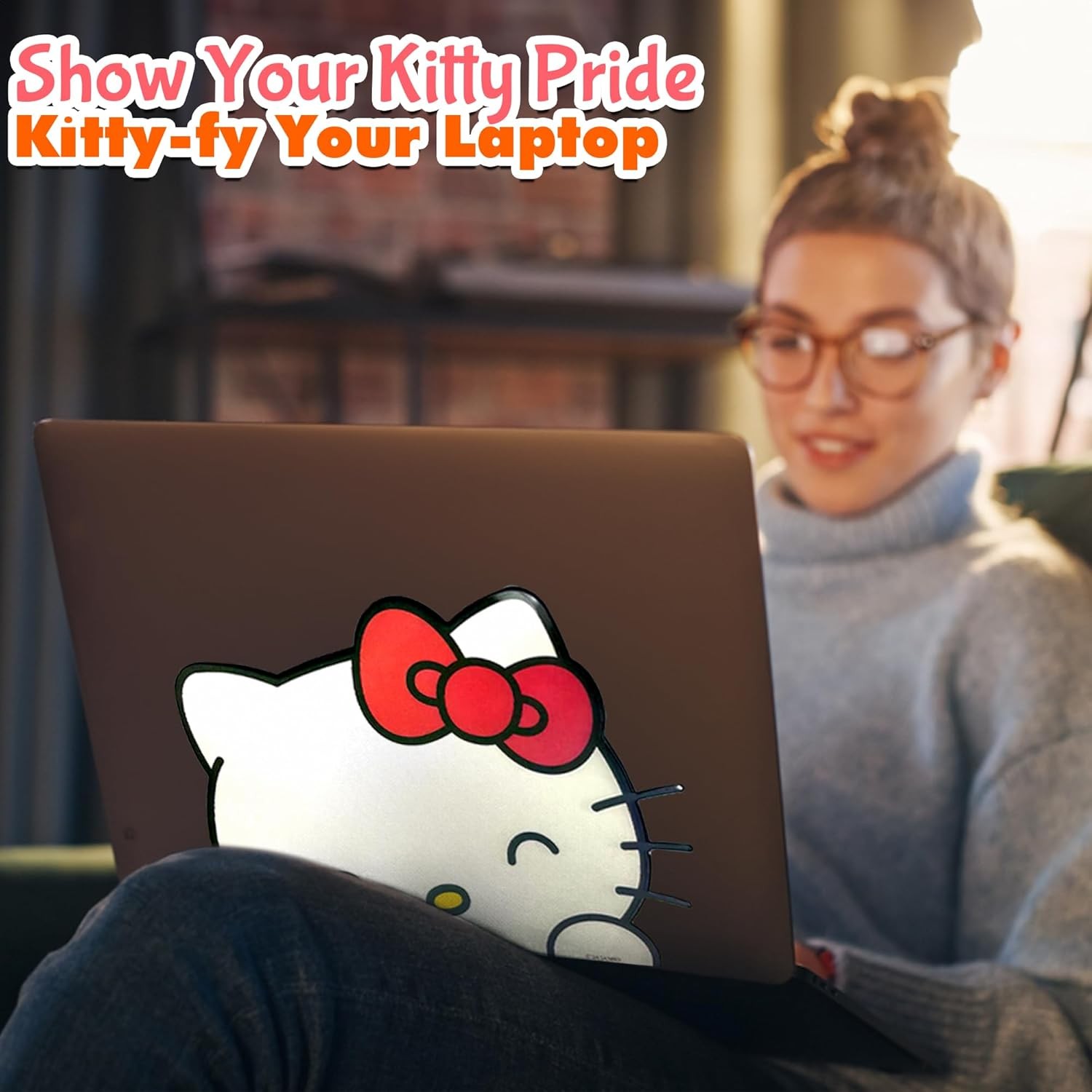 Officially Licensed Hello Kitty Large Car Sticker Decal – Waterproof, 9" Lenticu