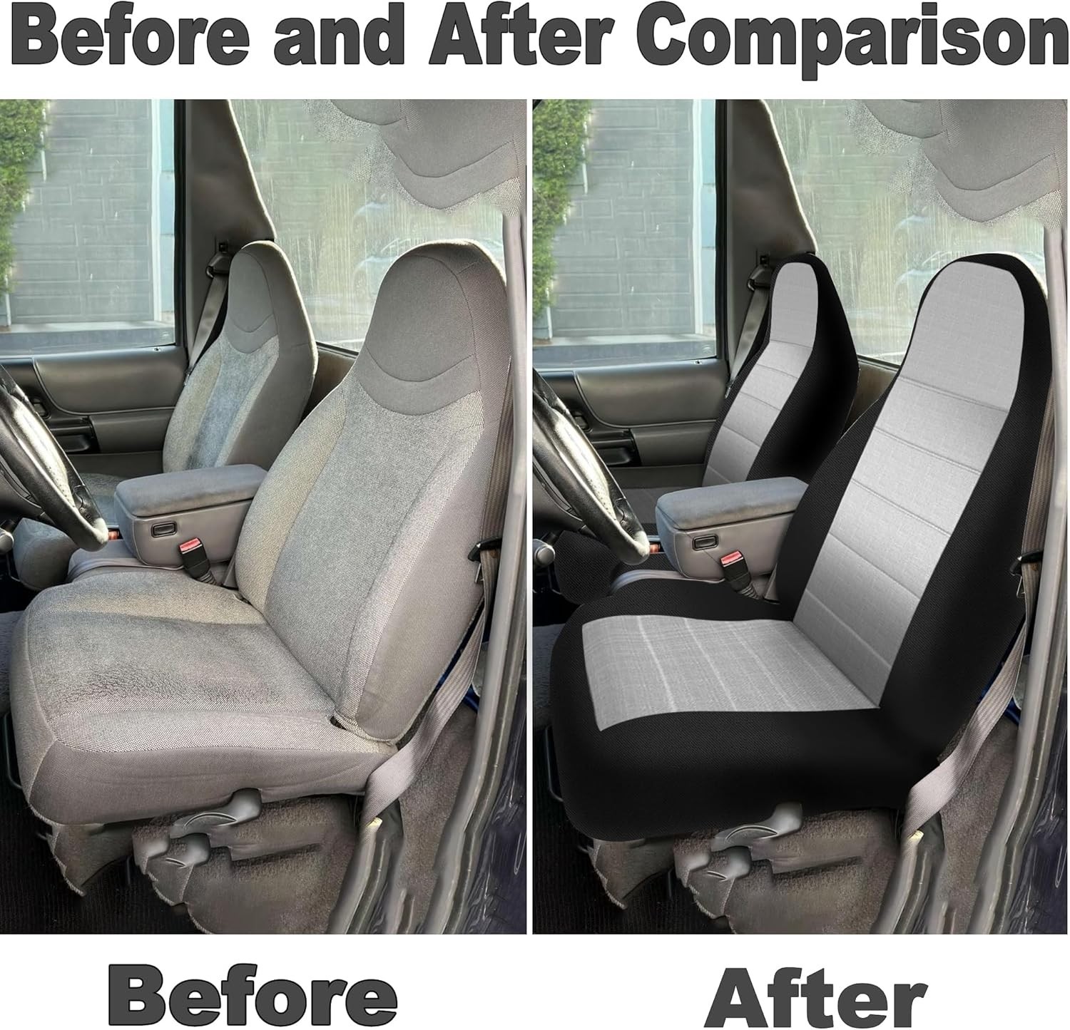 2Pcs 60/40 Cloth High Back Bench Seat Cover Fit for Ford Ranger XLT Front 199…