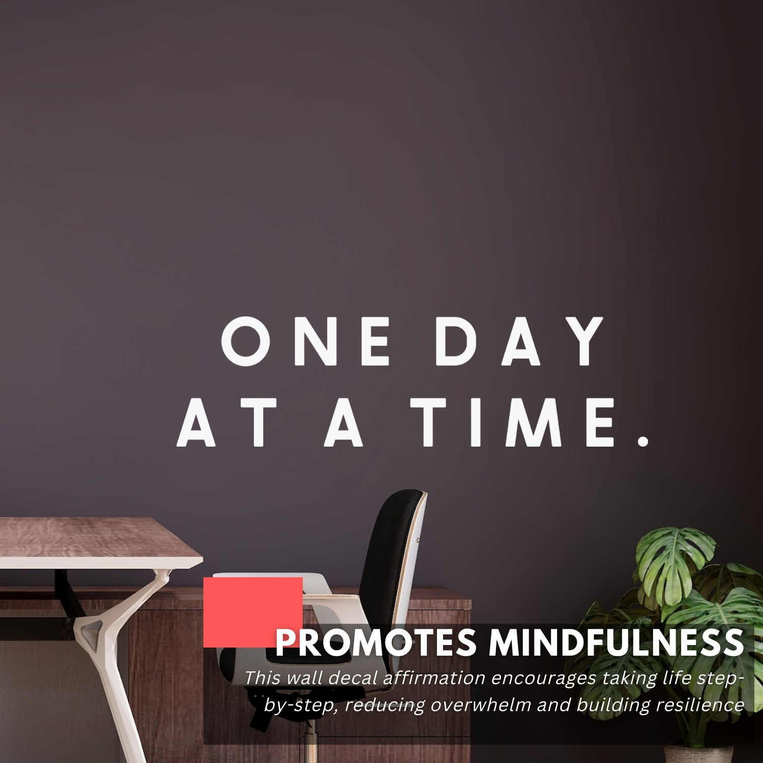 One Day at a Time Wall Sticker Motivational Quote Vinyl Decal Removable Wall Art