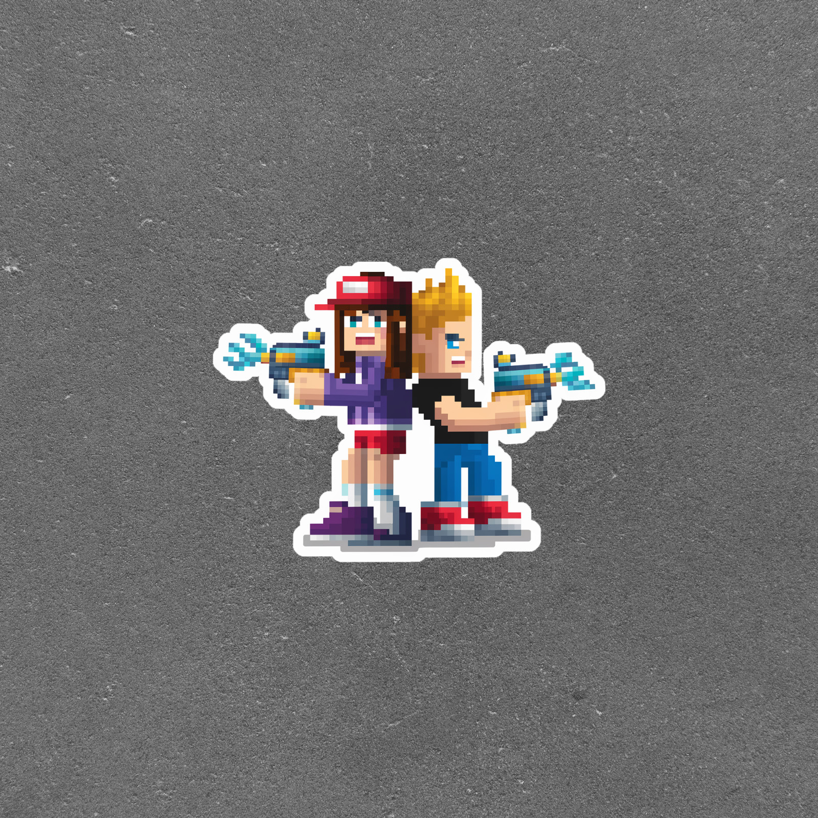 Retro 8-Bit Pixel Art Arcade Game Characters Sticker #5896