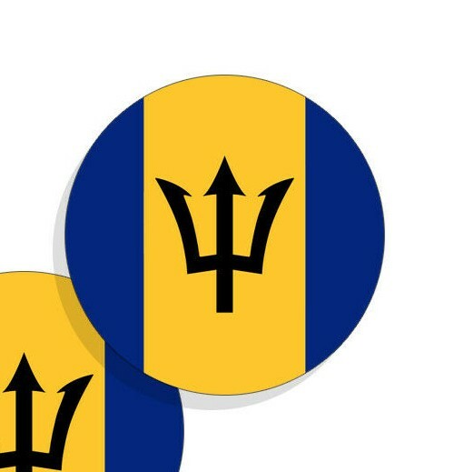 Barbados Flag Stickers Flag Decals Vinyl Indoor Outdoor Stickers Round 4 pack