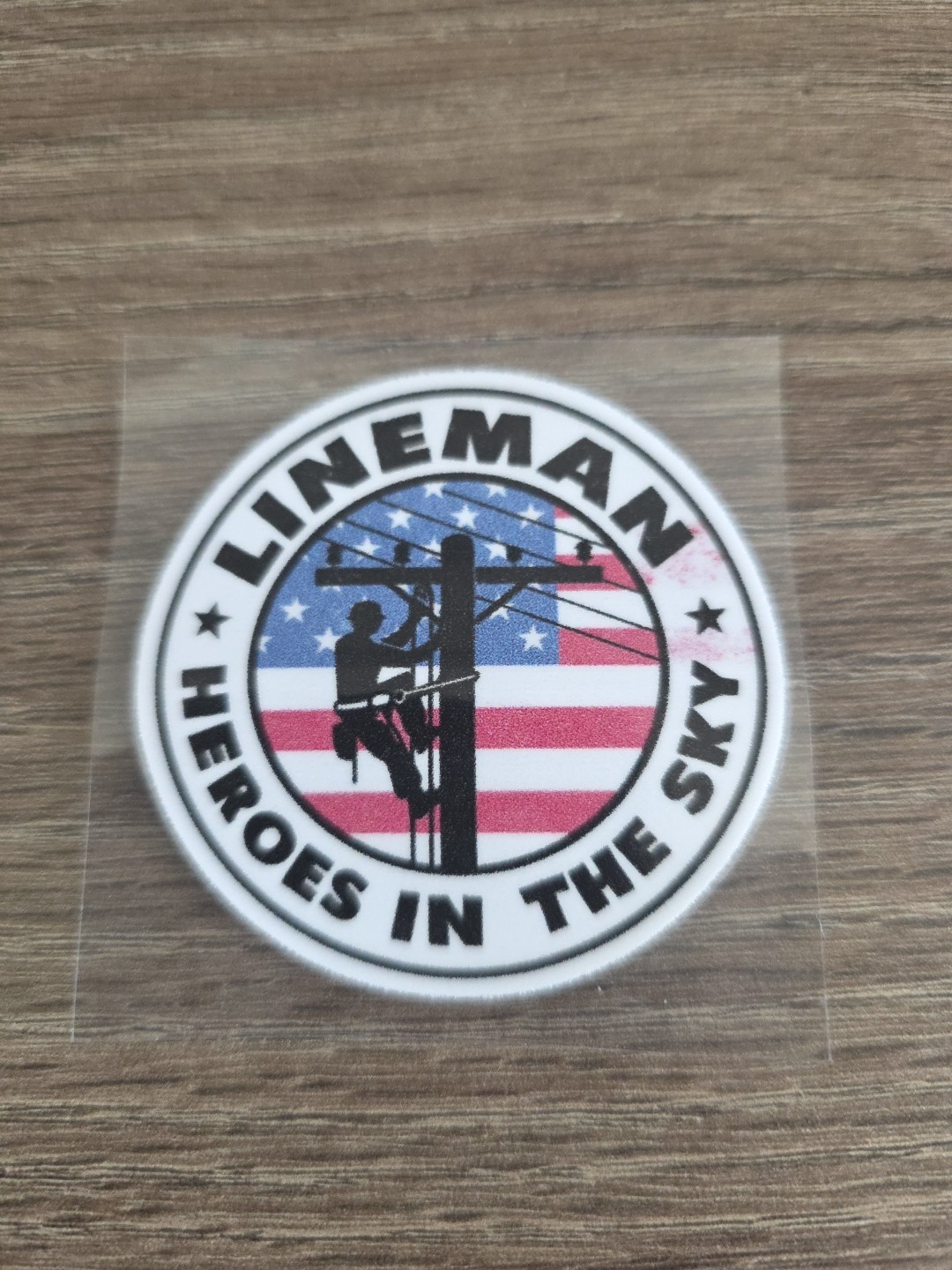 Funny Hardhat Laptop Vehicle UV DTF Decal Sticker Waterproof Lineman Hero