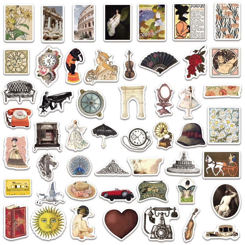 200pcs Retro Cottagecore Vintage STICKER PACK，#70110115