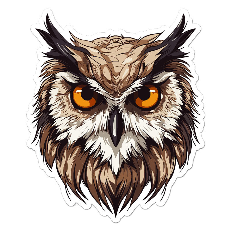 Owl Head, Vinyl Decal Sticker, Indoor Outdoor, 3 Sizes, #11263