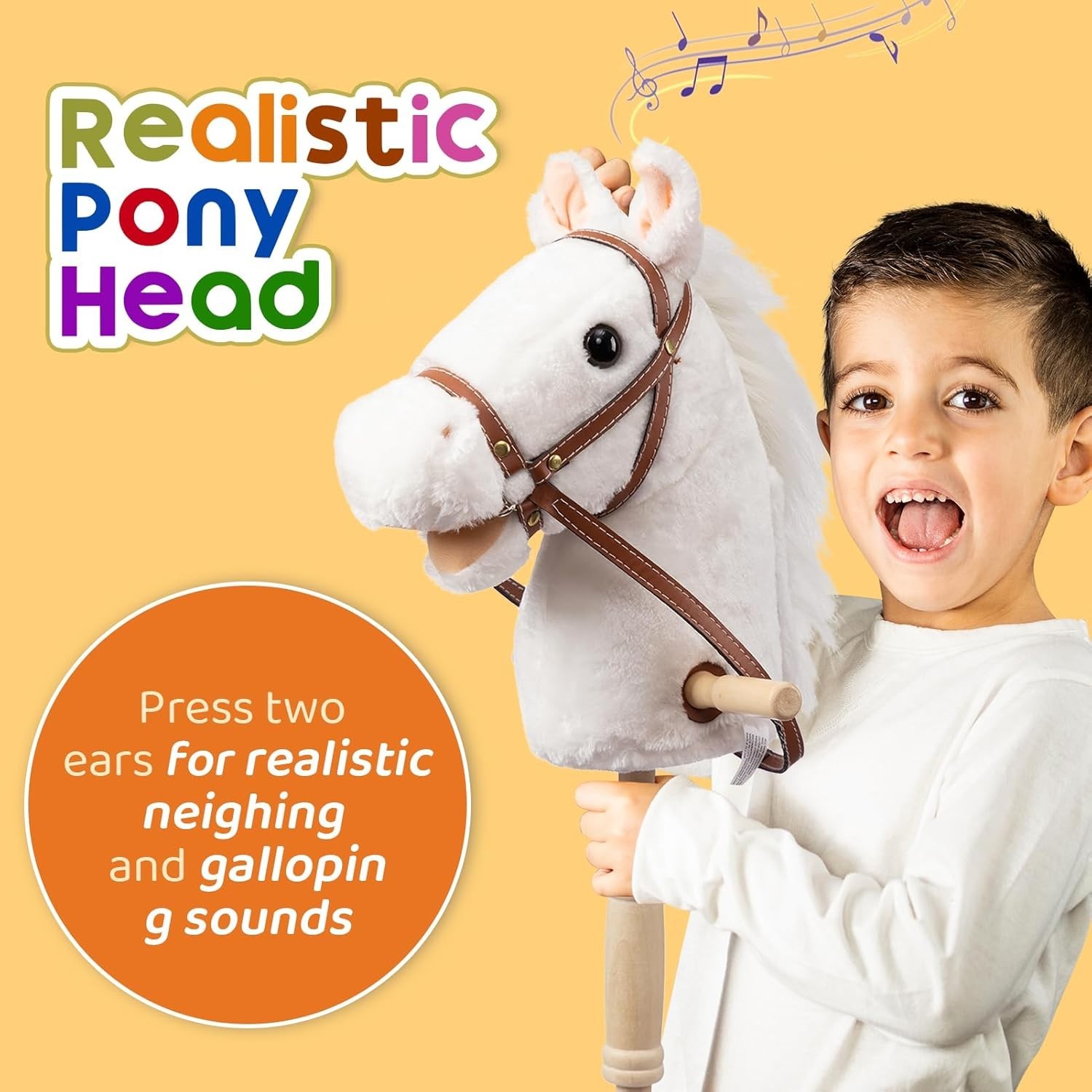 Stick Horse Plush Handcrafted Hobby Horse on a Stick with Wood Wheels Real Pony