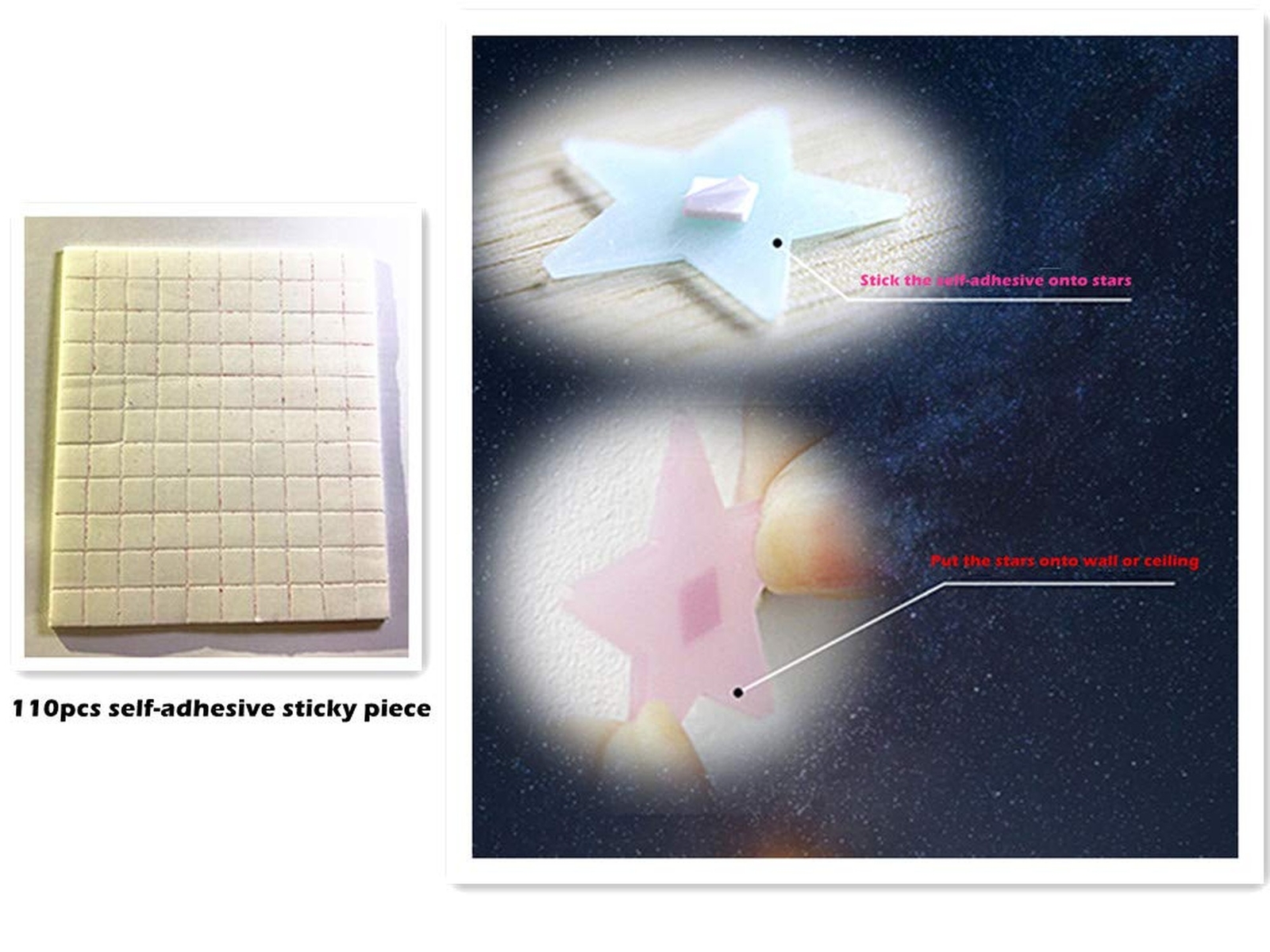 Glow in The Dark Stars Sticker Luminous Stars Wall Ceiling Pasters(100pcs,Pin…