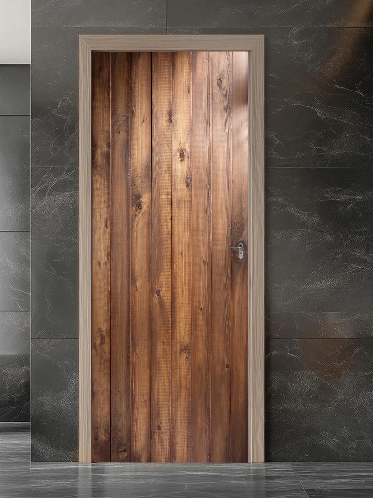 3D Realistic Wooden Pattern Door Sticker Peel and Stick 30.3"x78.7"- -Adhesiv…