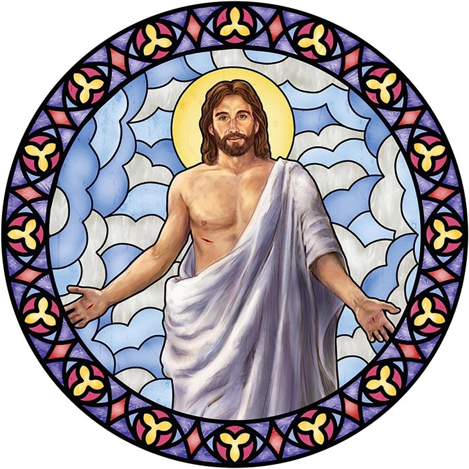 Risen Christ Window Cling Decorative Religious Decal for Home 5.75 In Pack of 3