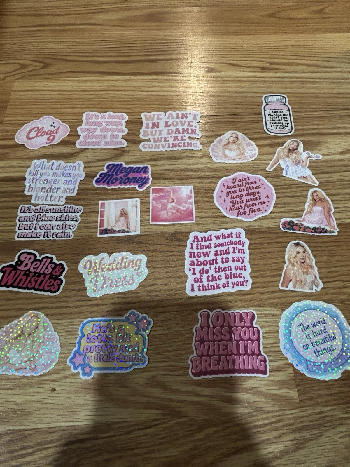 Cloud 9 Sticker Set Megan Moroney Album 20 stickers sparkle glitter set