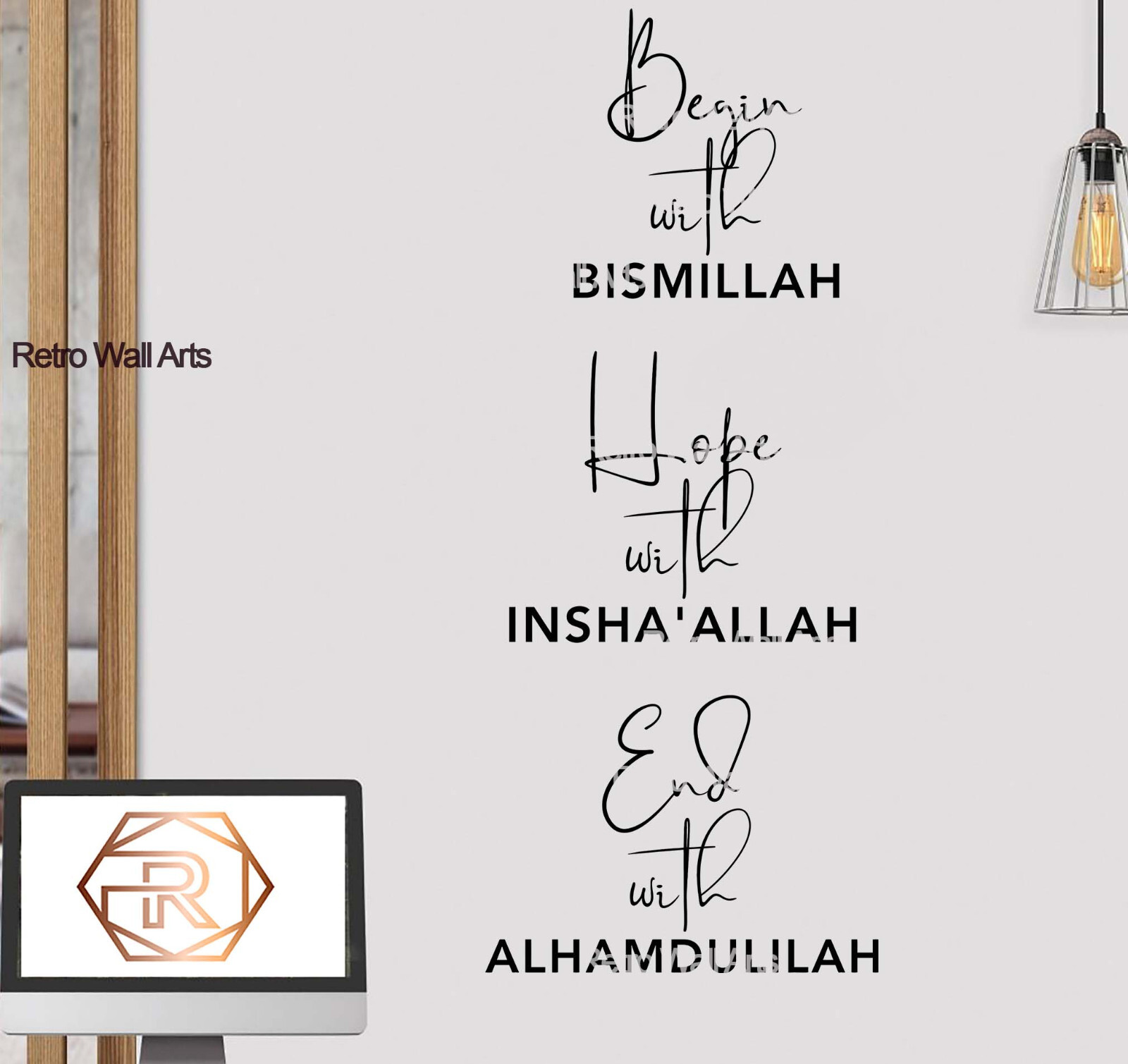 Begin with bismillah Islamic Wall Sticker Decal, Modern Design Home Improvent Q7