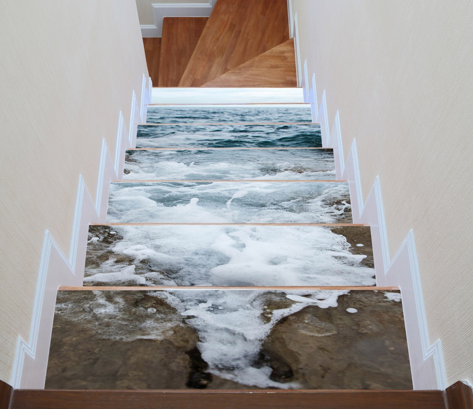 3D Sea Foam L090 Stair Risers Decoration Photo Mural Vinyl Wallpaper Vera