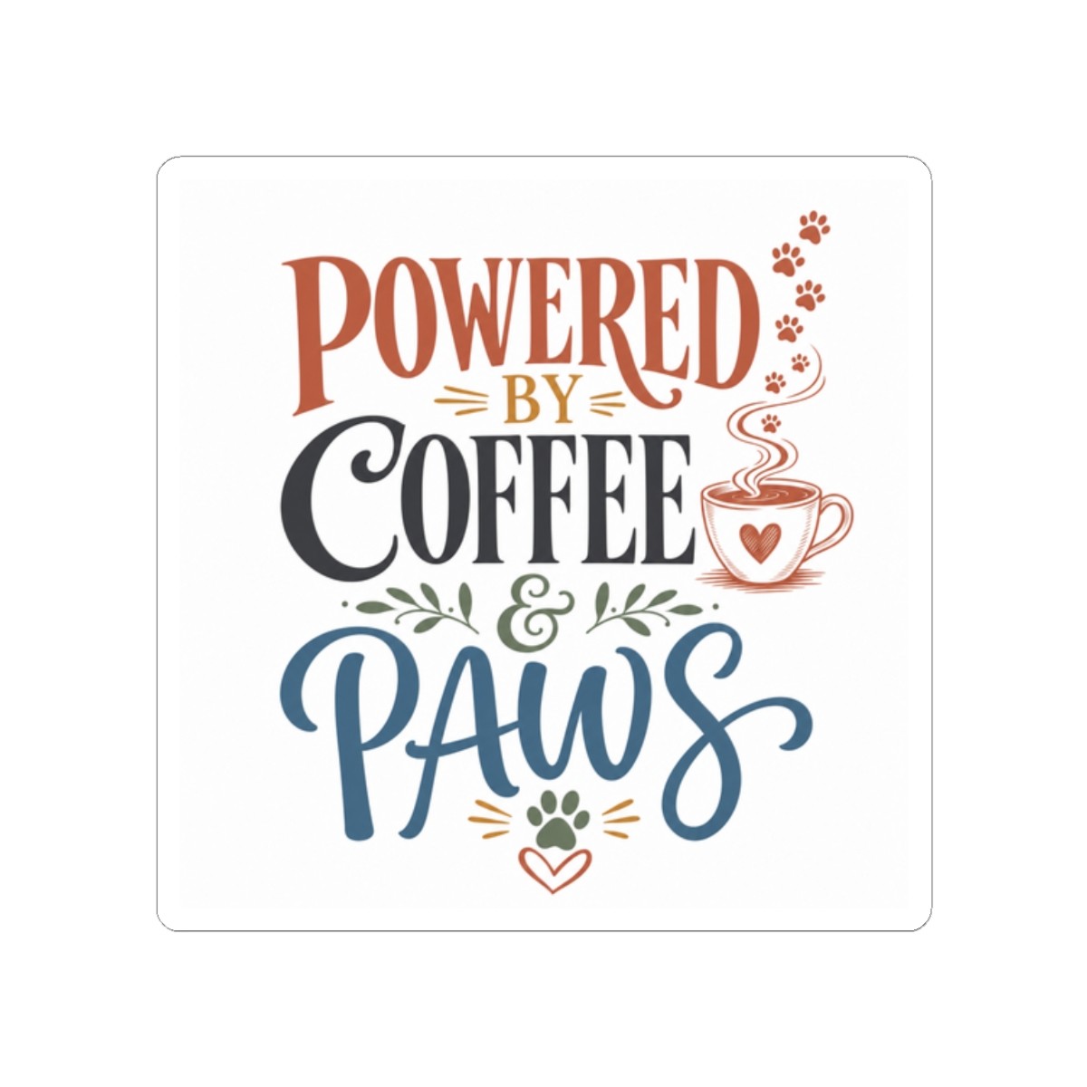 Vet Tech Sticker, Powered by Coffee & Paws, Funny Vet Tech Gift, Water Bottle &
