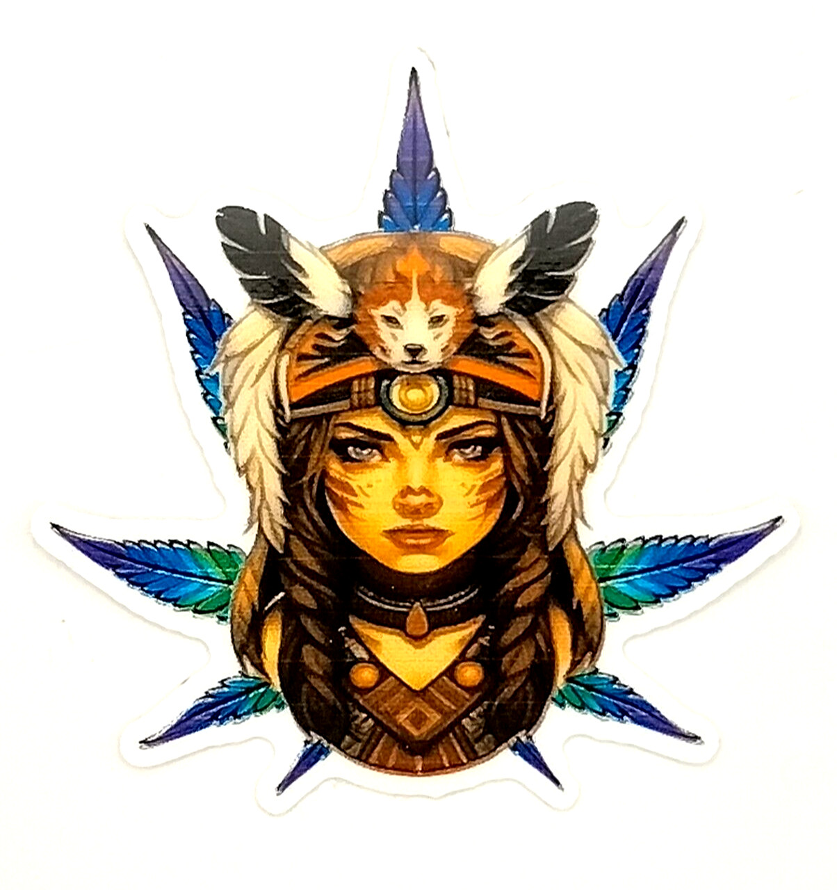 Indigenous Stoner Weed Smoker Vinyl Sticker Weatherproof Car Bumper Tribal Art