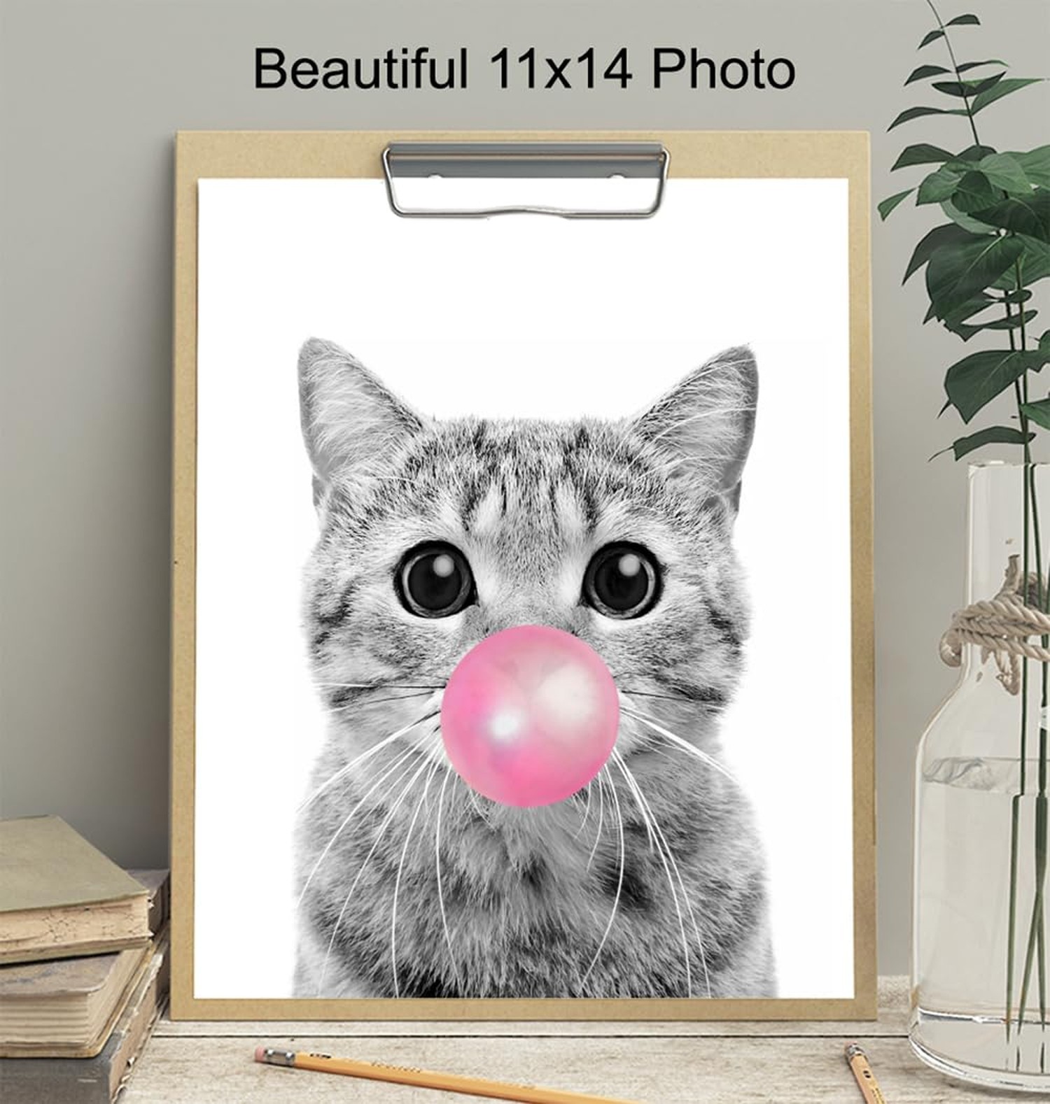 Tabby cat Wall Art 11×14 – Cute Cat Nursery Wall Decor for Girls Bedroom, Kid…