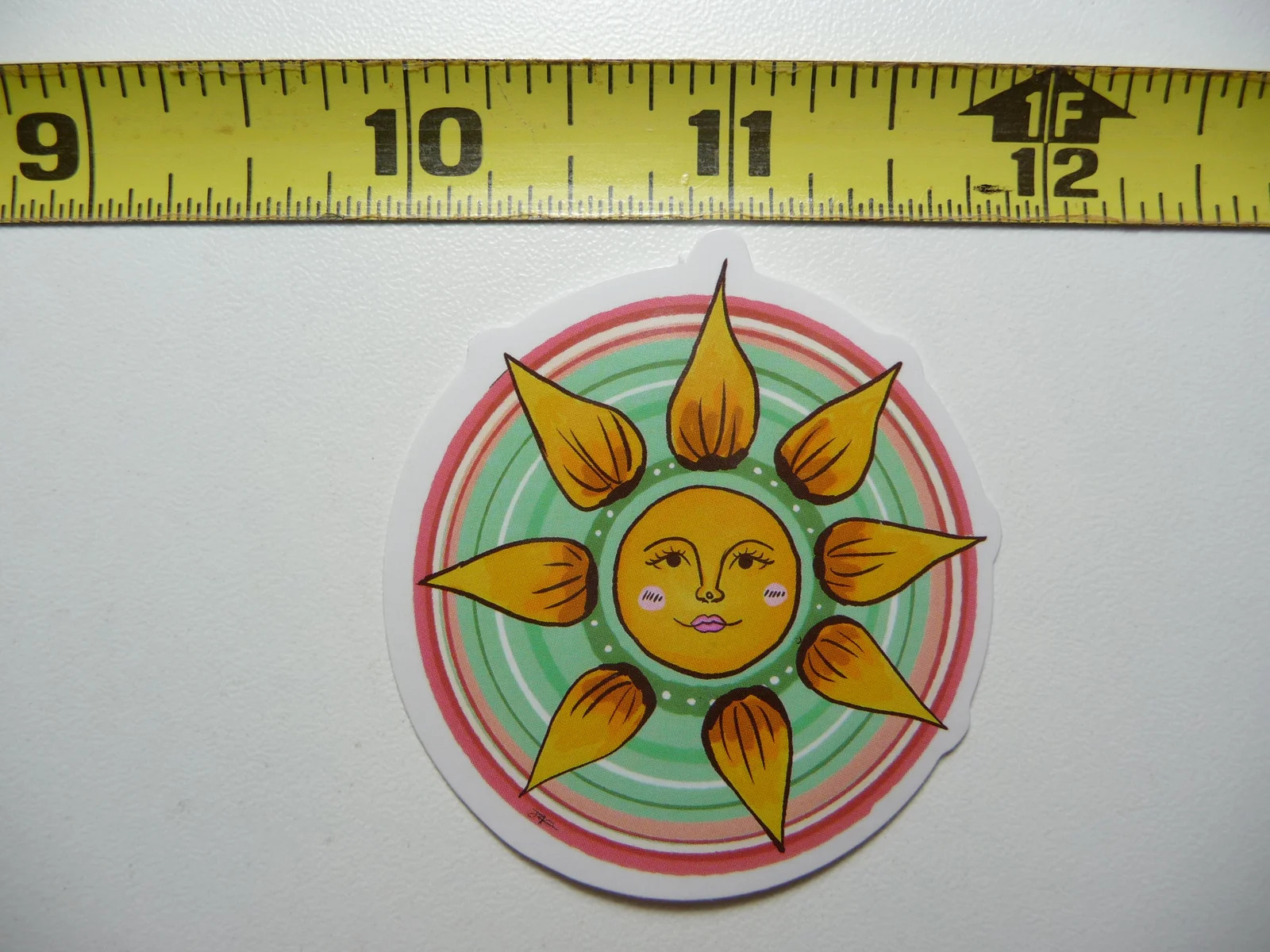 CONTENT SUNFLOWER FACE SMALL STICKER DECAL TROPIC SCENE VACATION TRIP