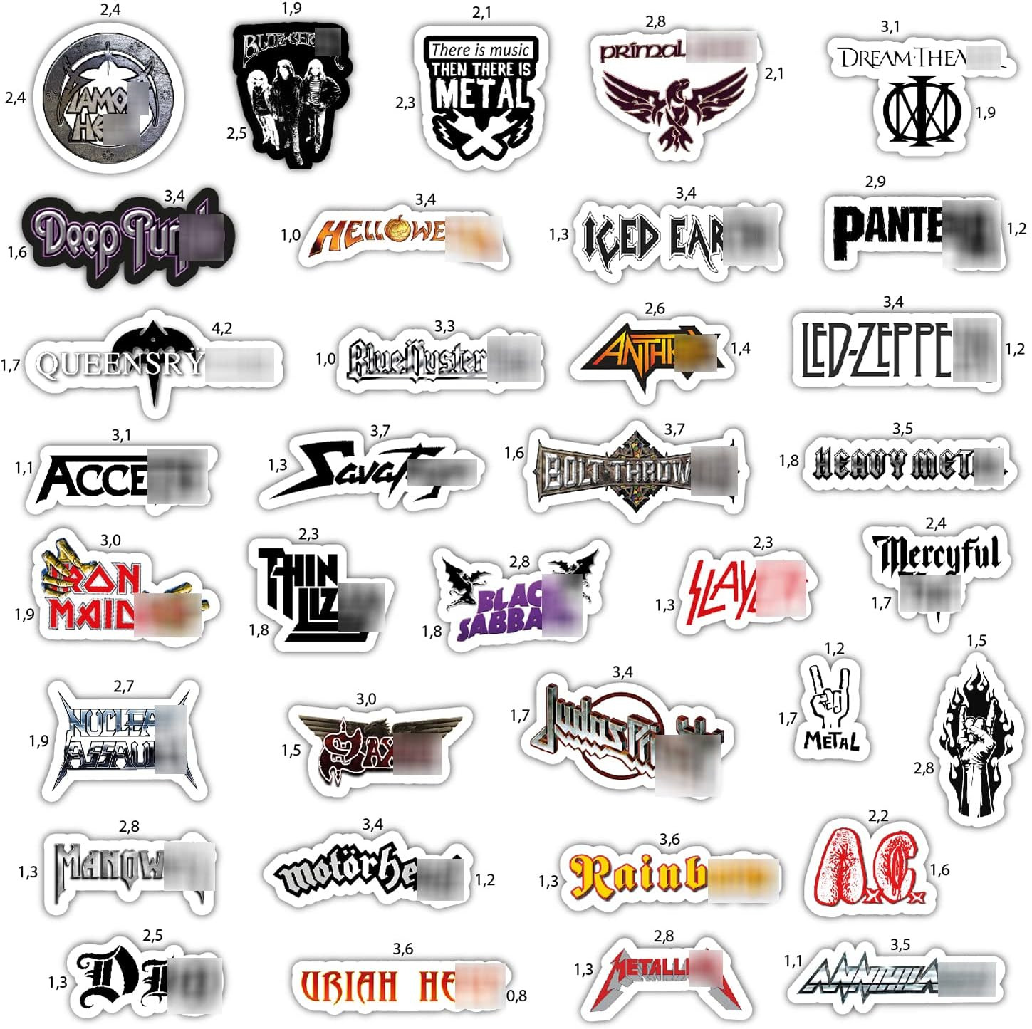 Heavy Metal Band Sticker Pack, Rock Stickers – 35 Pieces, Strong Adhesive & Wate
