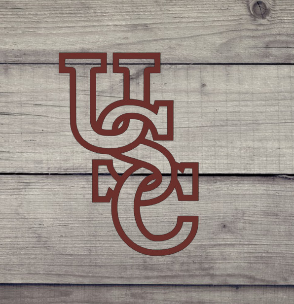USC Interlocking Letters Vinyl Decal -Gamecock – Auto, Yeti, Cellphone – The USC