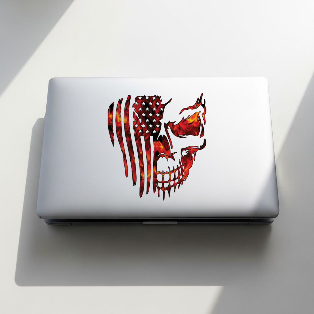 USA skull flag fire distressed decal sticker vinyl graphic american car truck