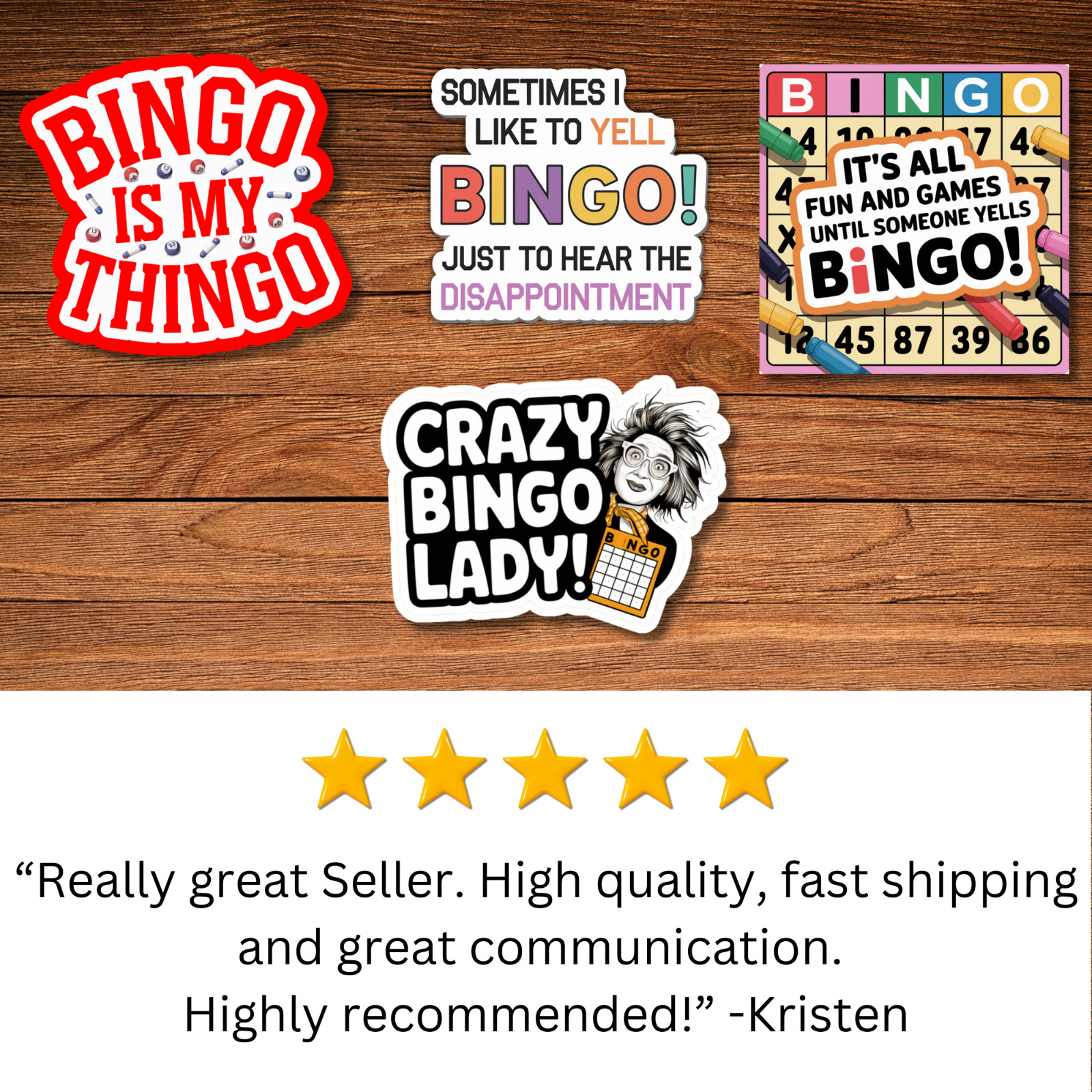 Funny Bingo Lover Stickers for Your Water Bottler, Computer, or Planner
