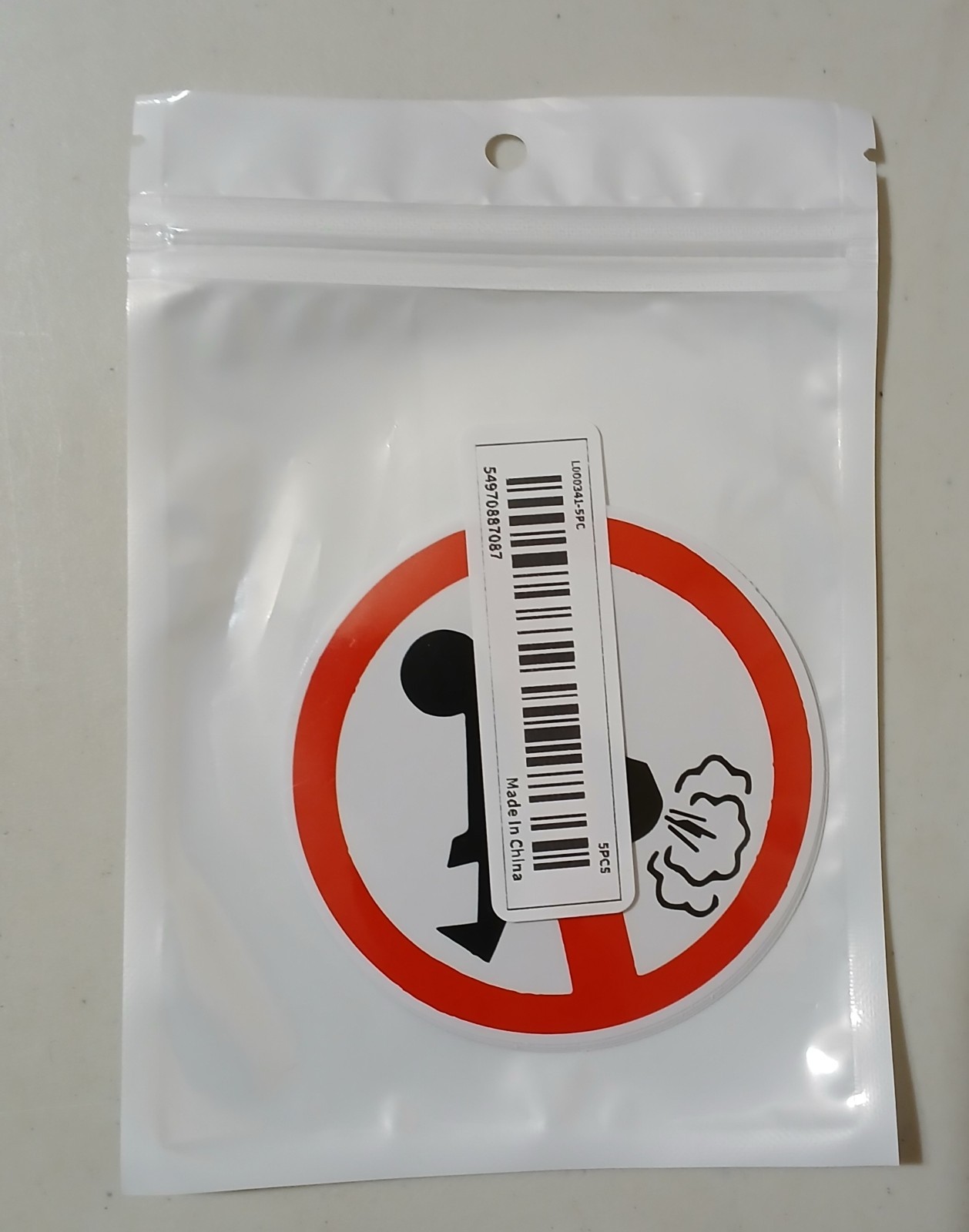 NO FARTING – 5 In Pack – New Sealed- Flatulence Funny 3 Inch Sticker – Decal Art