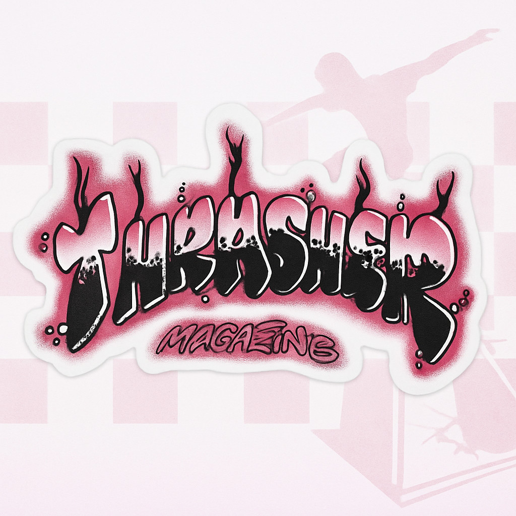 Skateboard Skating GLOSSY PINK Trasher Magazine Art Stickers – Group Set of 3