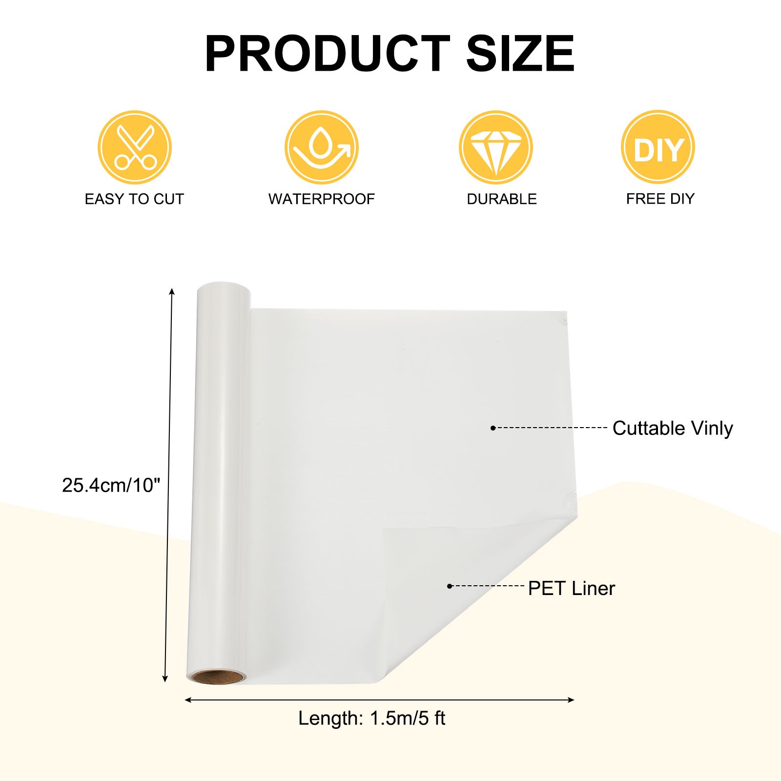 Matte White Permanent Vinyl Film, 10"" x 5ft Roll