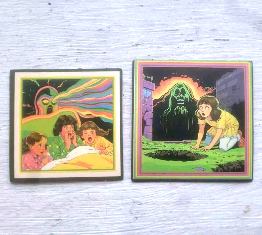 Haunted Active Spirit Negative Creepy Monster And Kids Sticker Lot Of 2 Pcs